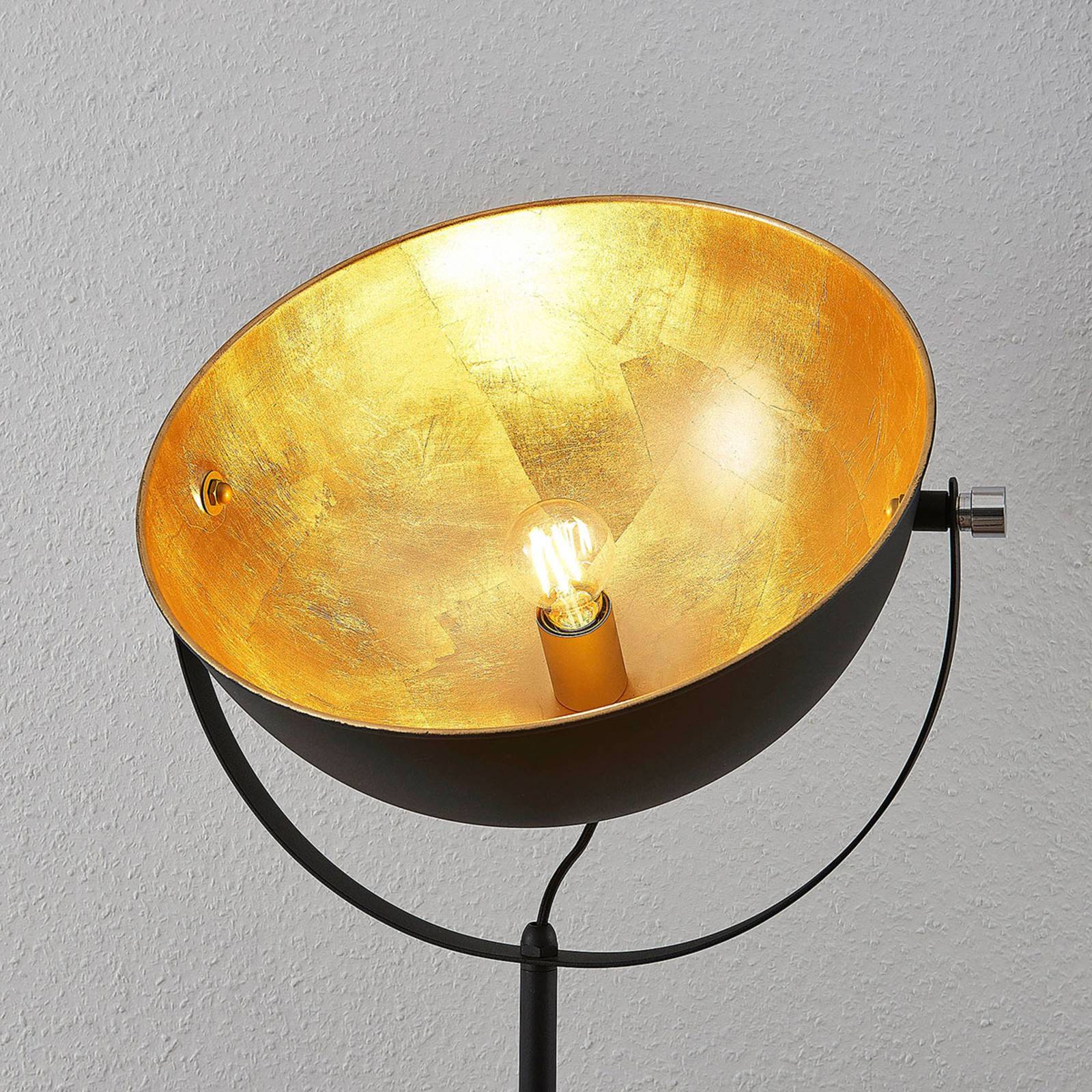 Lampa stojąca Lindby Muriel, 1-punktowa, czarny/złoty, metal