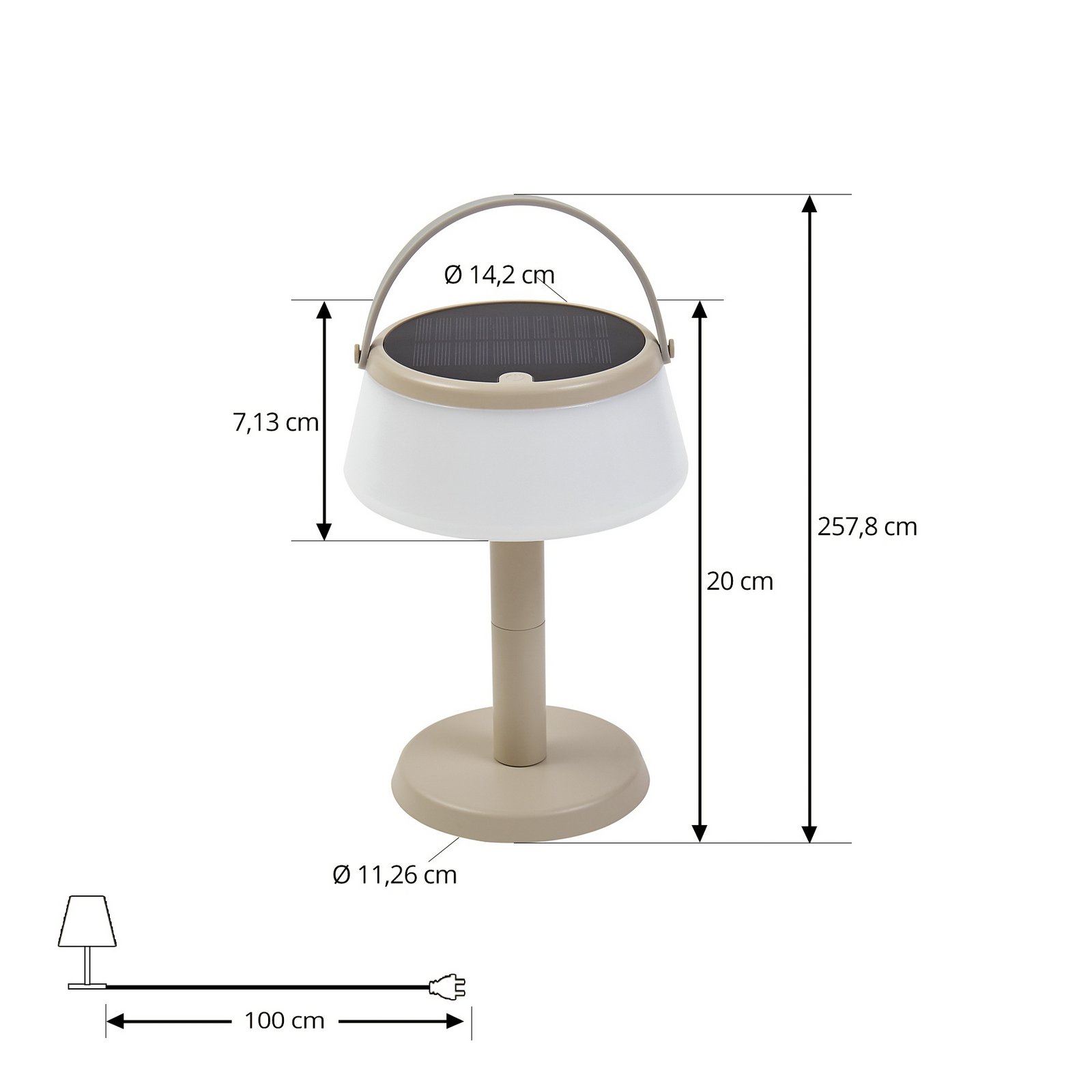 Lindby LED-Solar-Tischleuchte Mikkel, beige, dimmbar, 7 cm