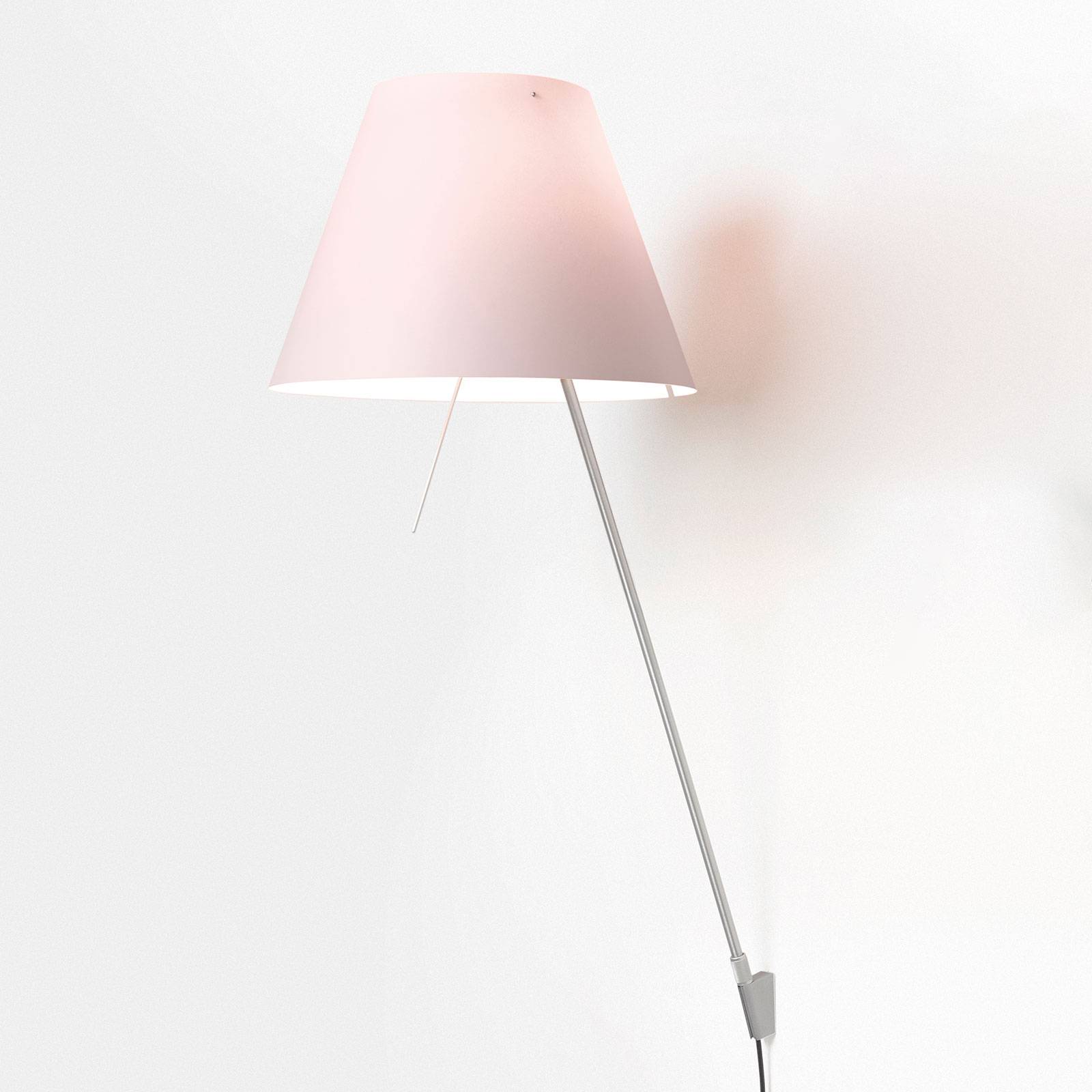 Luceplan Costanza wall light D13aif aluminium/pink, for Living / Dining Room, aluminium, polycarbonate, E27, 105 W, energy efficiency: A++, H: 80 cm