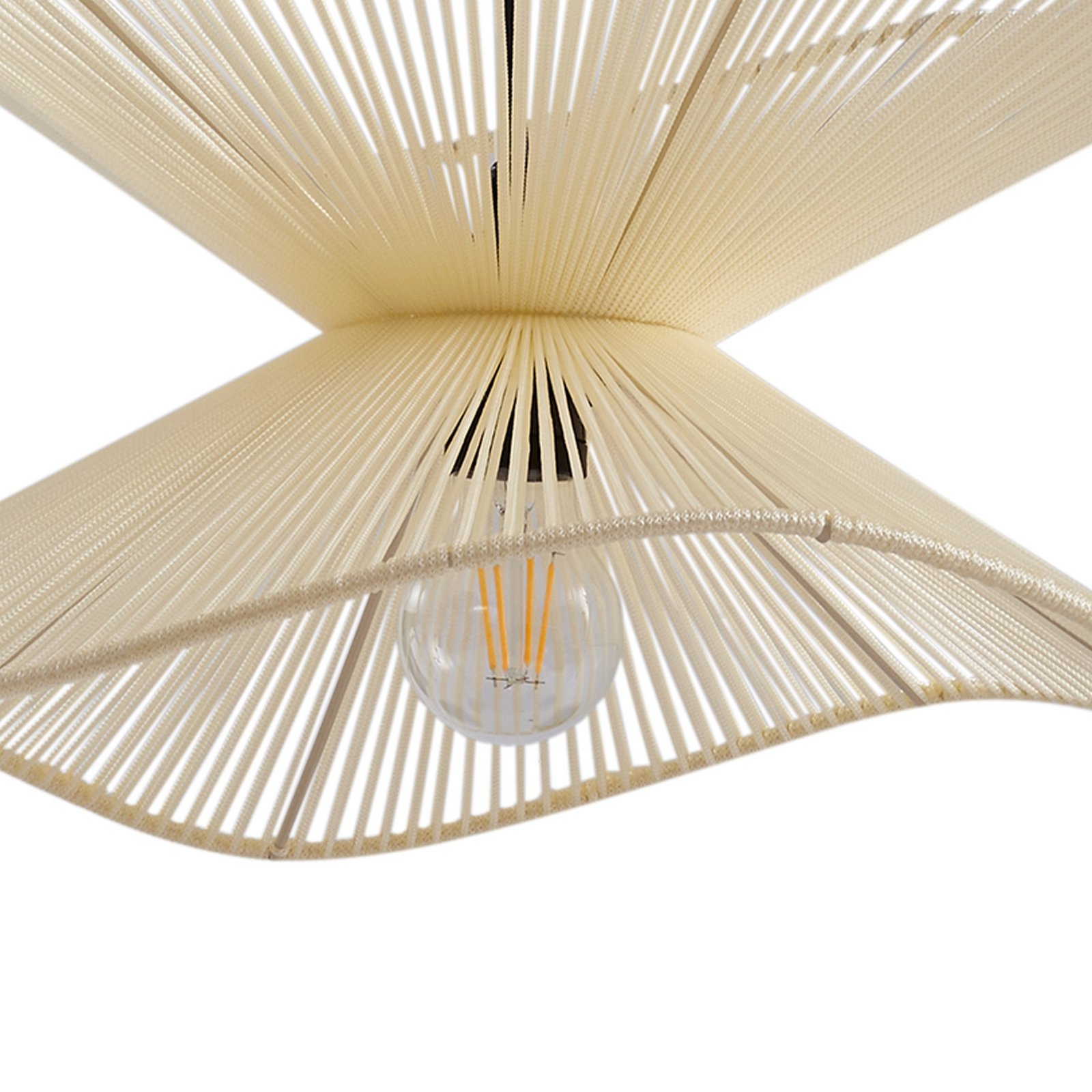 Lindby outdoor pendant light Valdorin, beige, cotton, Ø 40cm