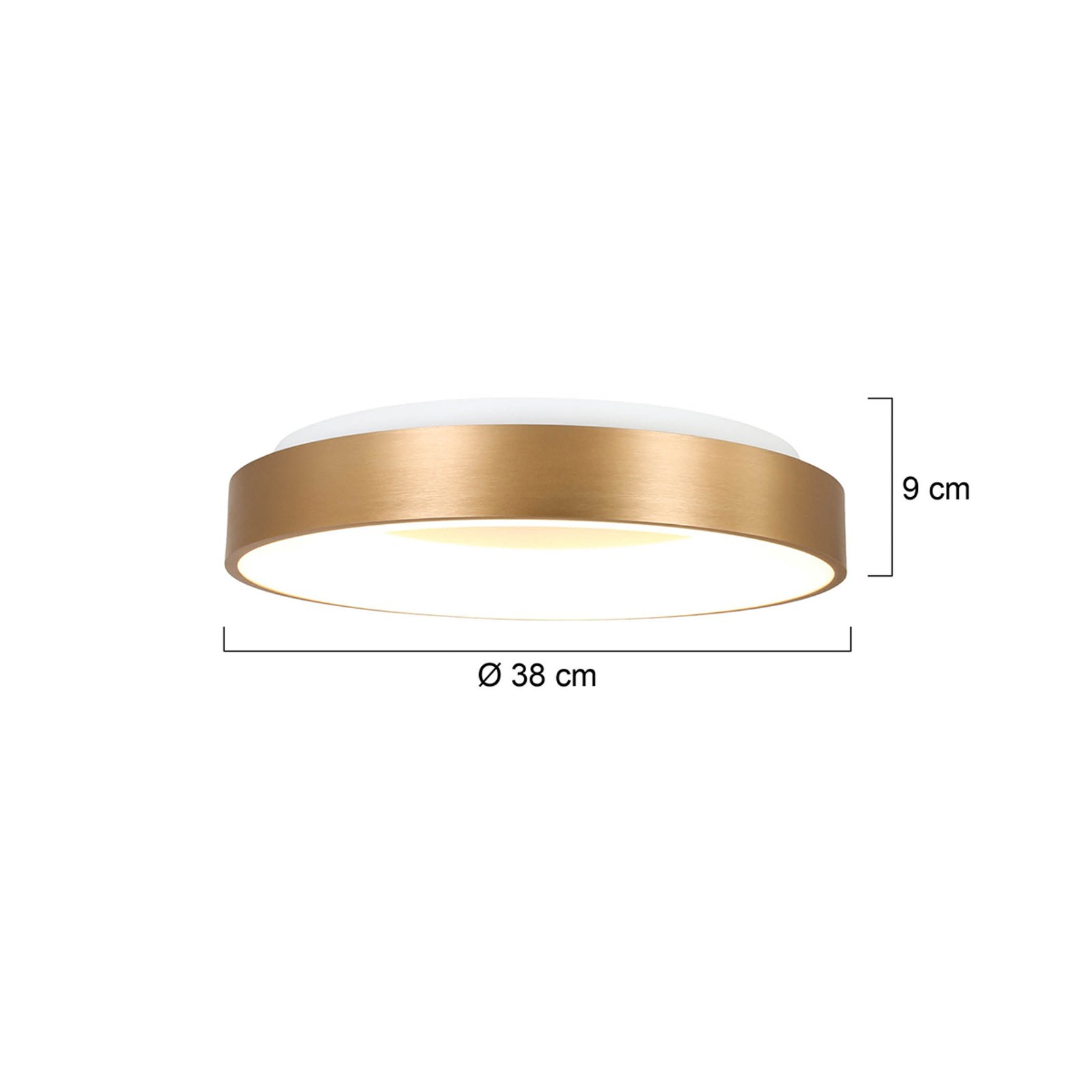 LED-taklampa Ringlede, 2 700 K Ø 38 cm guld