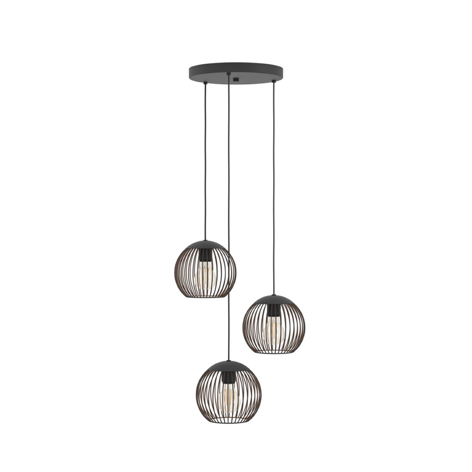 Lampada a sospensione EGLO ALMANZORA, Ø 47 cm, a 3 luci, nera, E27