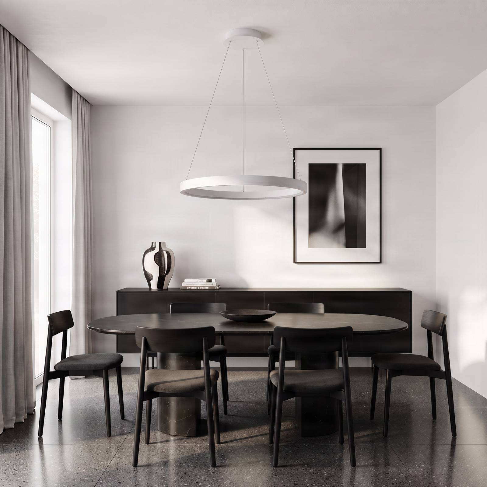 Żyrandol LED Arcchio Albiona, biały, 1 pierścień, Ø 60 cm