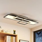 Lucande LED ceiling lamp Narumi, CCT, 110cm, black, aluminium