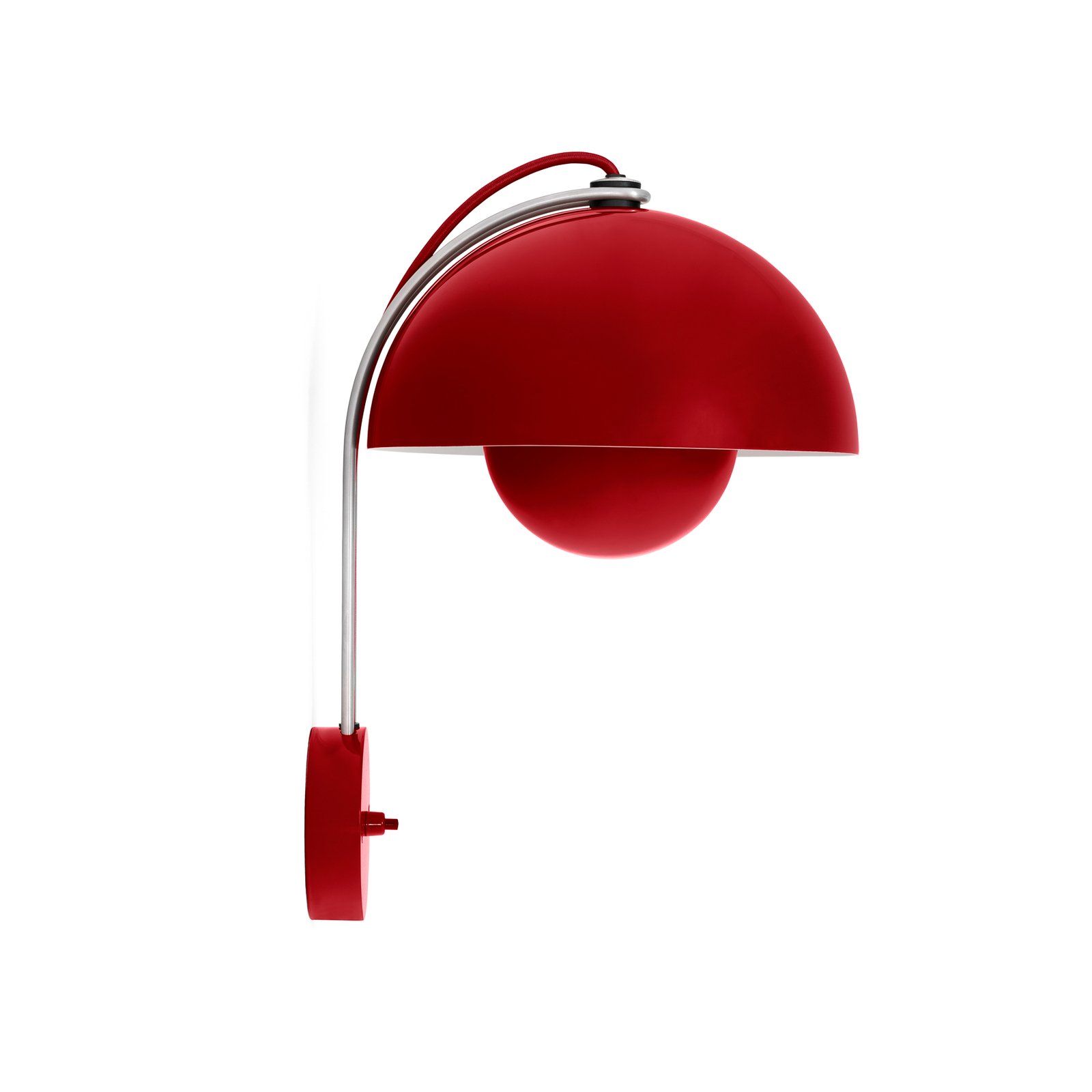 &Tradition wandlamp Flowerpot VP8, stekker, vermiljoen rood