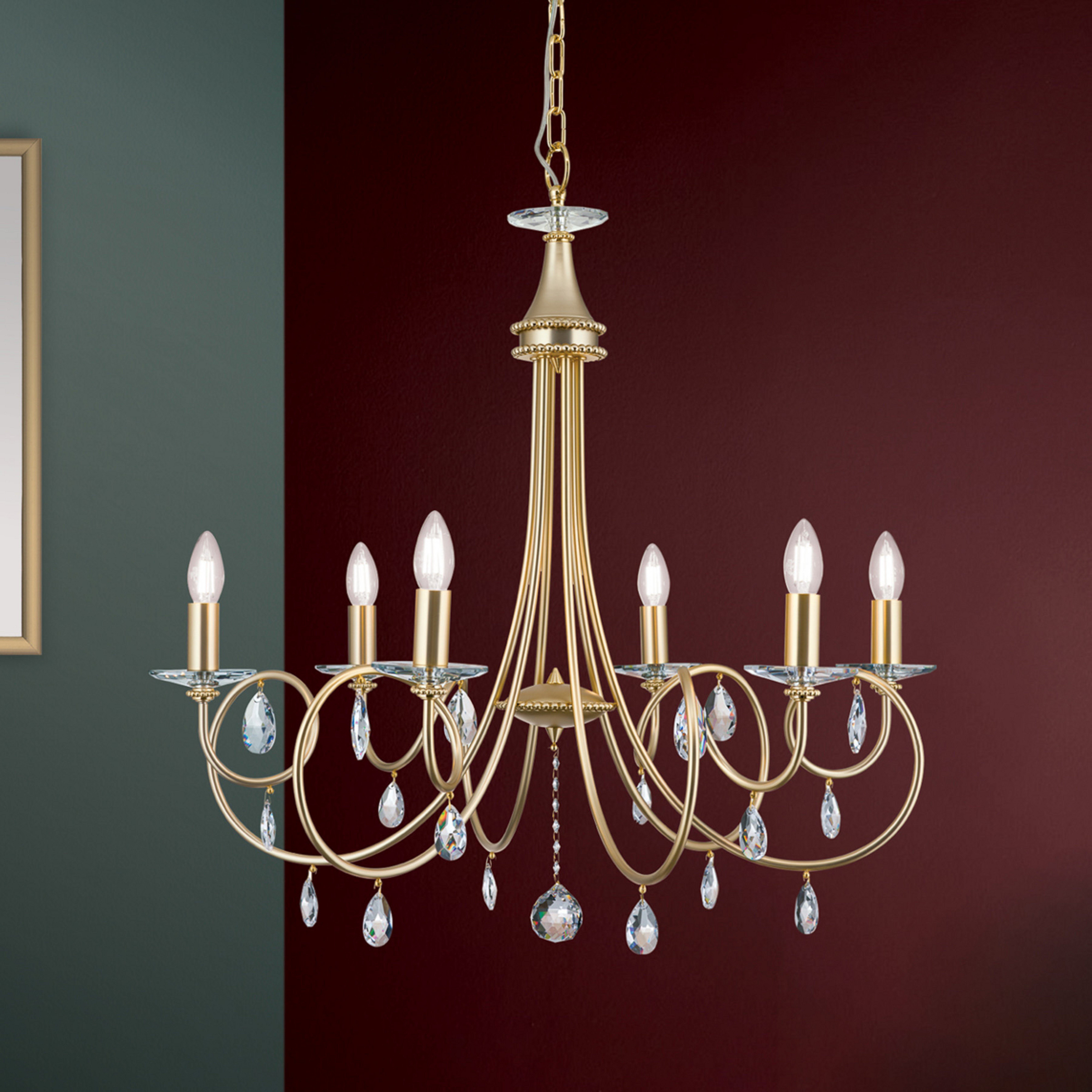 Kronleuchter Violetta gold, 6-flammig