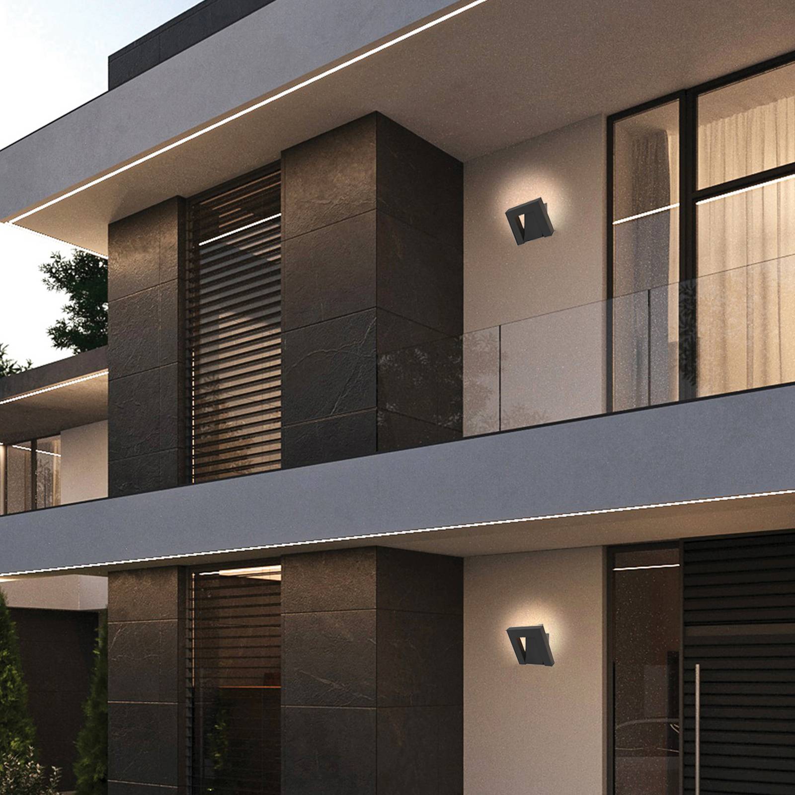 LED-Außenwandleuchte Siena, dunkelgrau, Höhe 28 cm, Metall günstig online kaufen