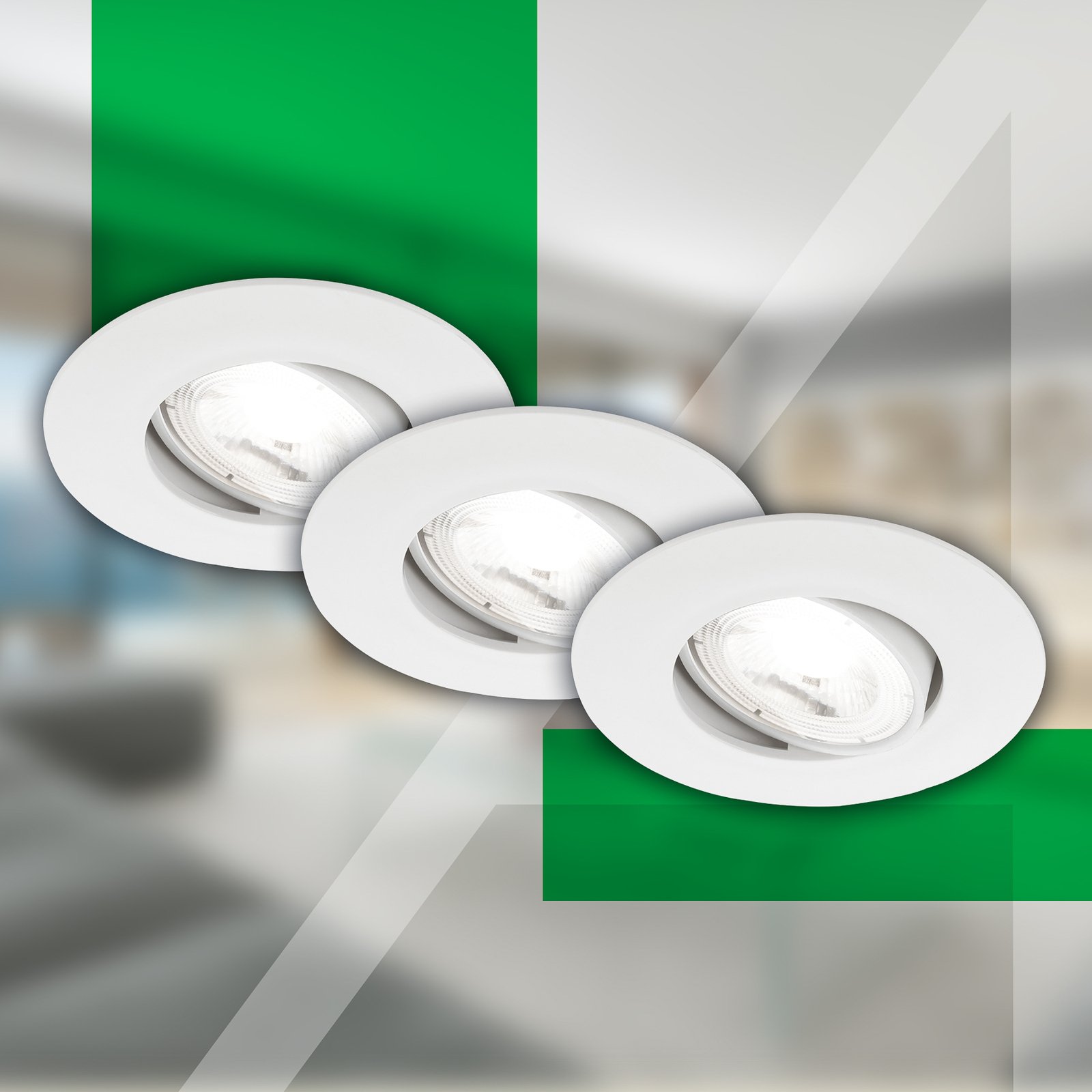 Luminaire encastrable LED Kulana A, blanc, 4000K, Ø9cm, set de 3 pièces