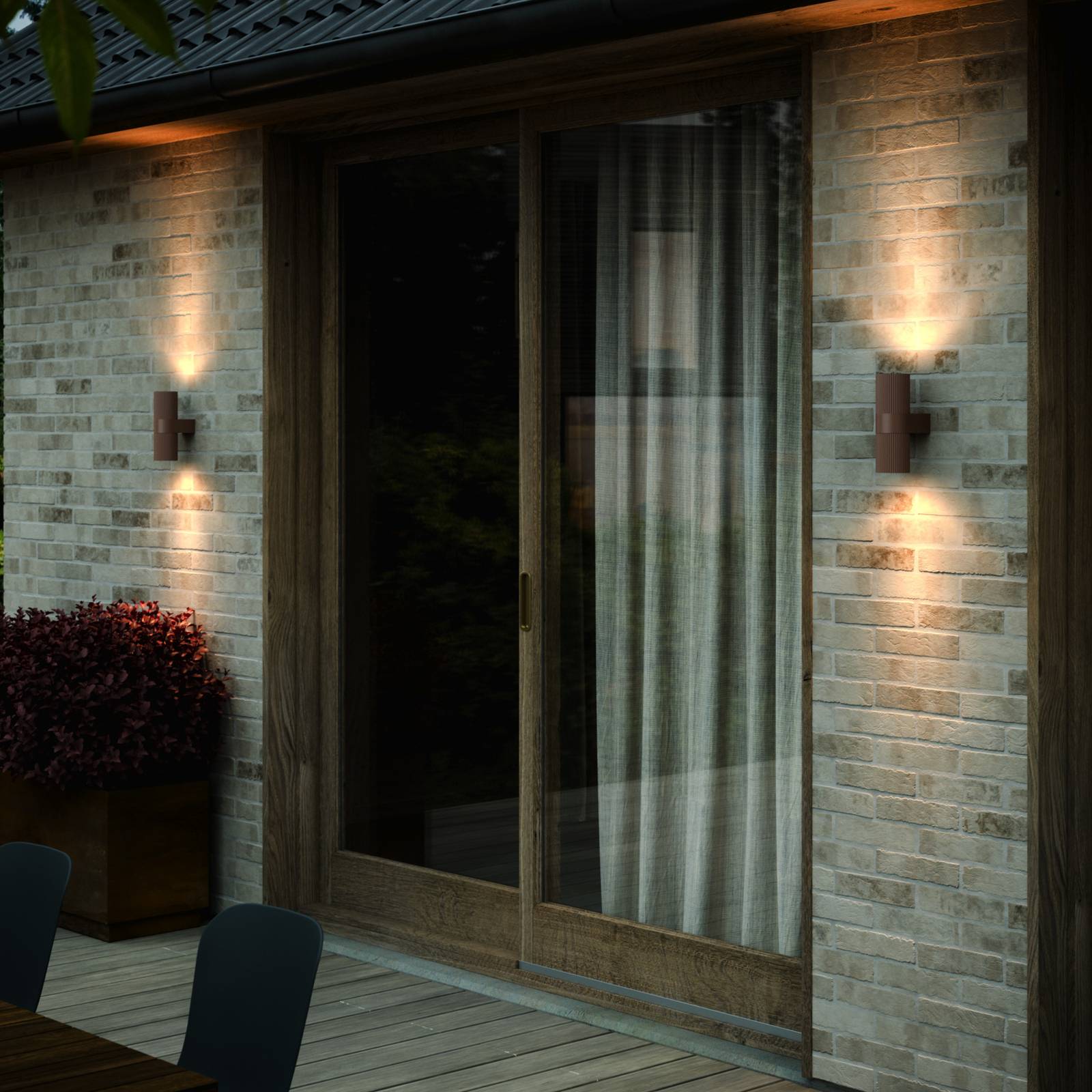 Photos - Chandelier / Lamp Nordlux Kyklop Ripple outdoor wall light up/down, rust 