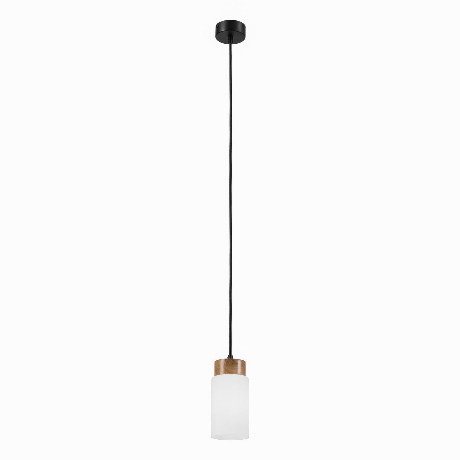 Hängeleuchte Markus, Opalglas/Eichenholz, Ø 9,5 cm, E27