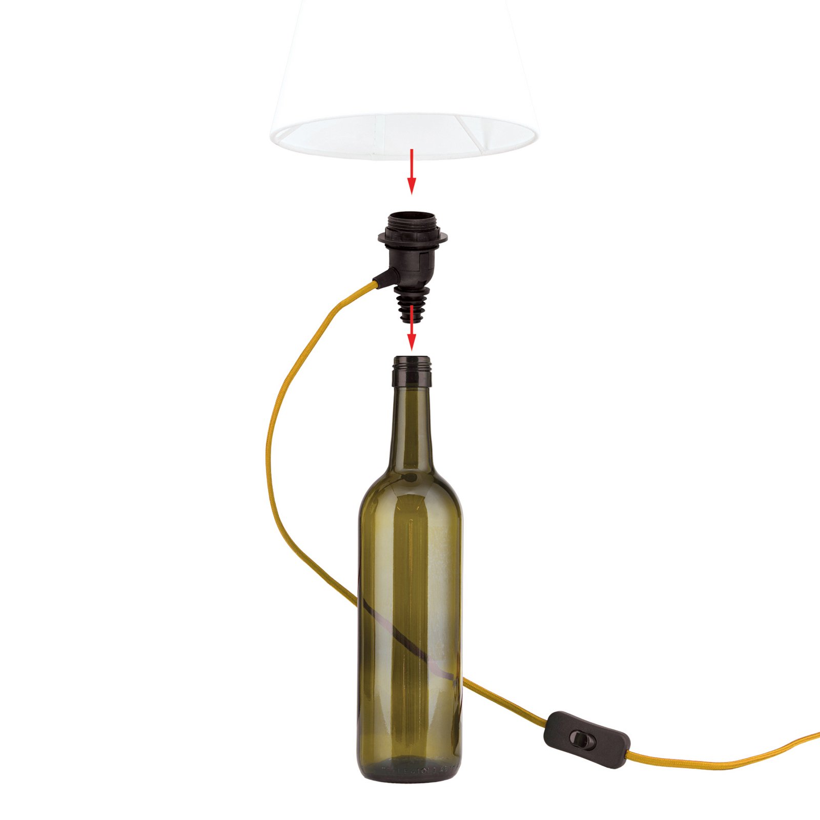 Oprawa żarówki E27 BOTTLE, kabel złoty, długość 200 cm