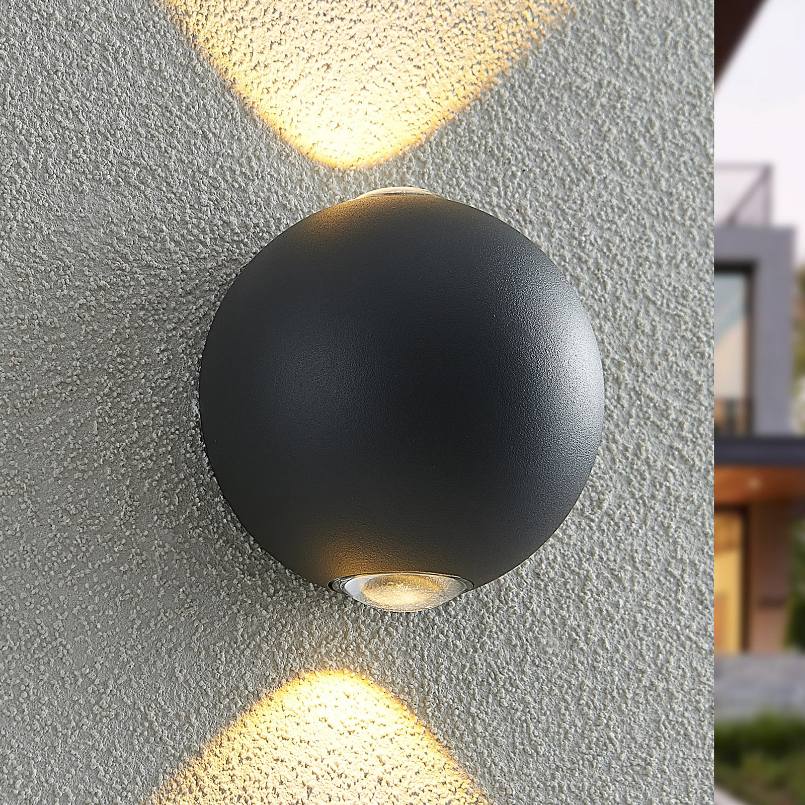 Lindby Esmani LED wall lamp round 2-bulb dark grey