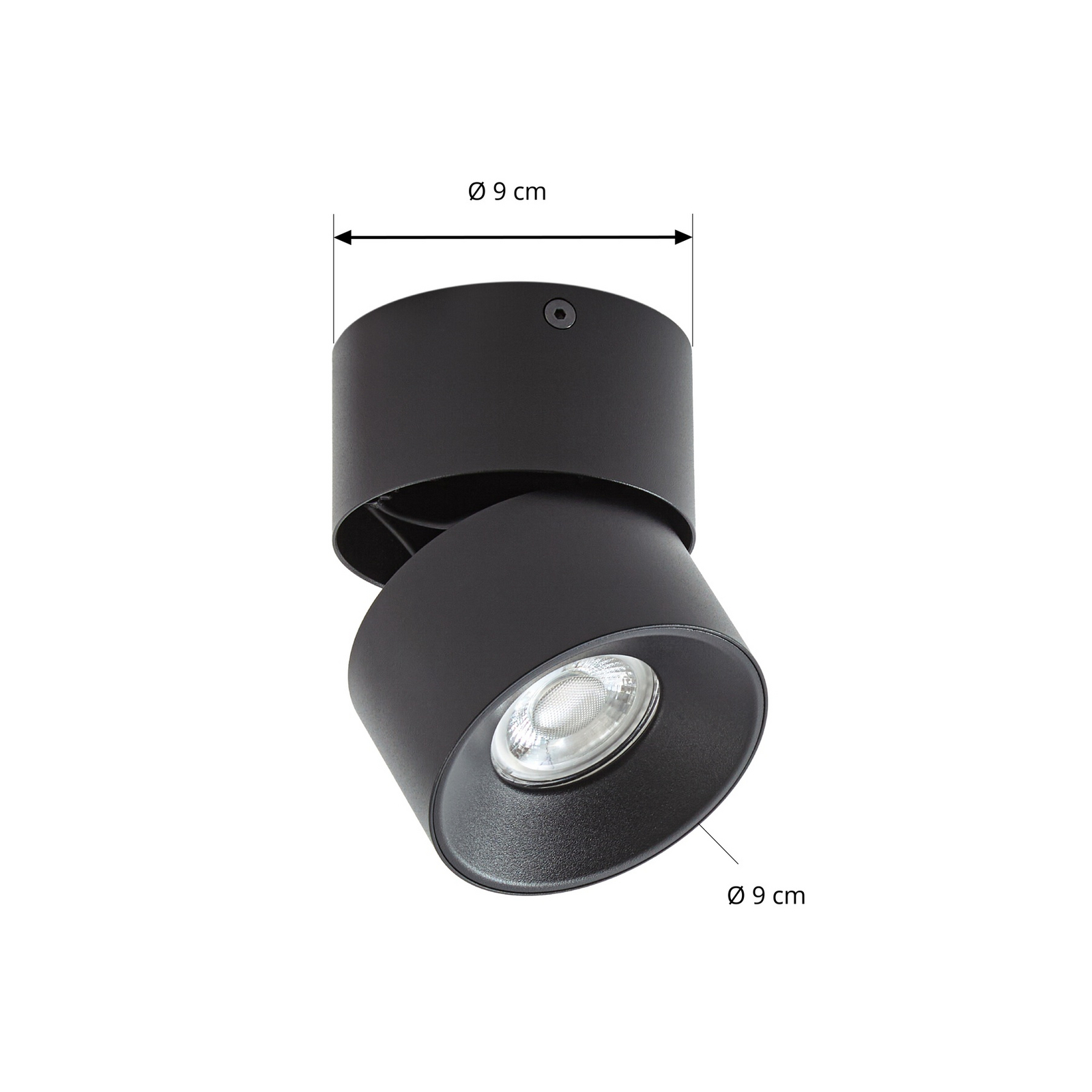 Prios Strahler Rotari basic, 1-flg., schwarz, Ø 9 cm, GU10