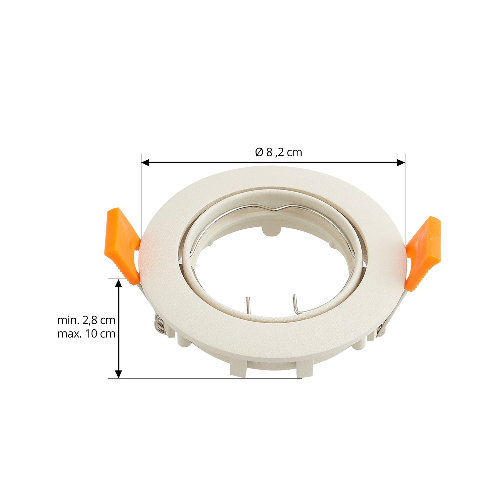 Prios plafonnier encastré Fibur, beige, aluminium, Ø 8,2 cm