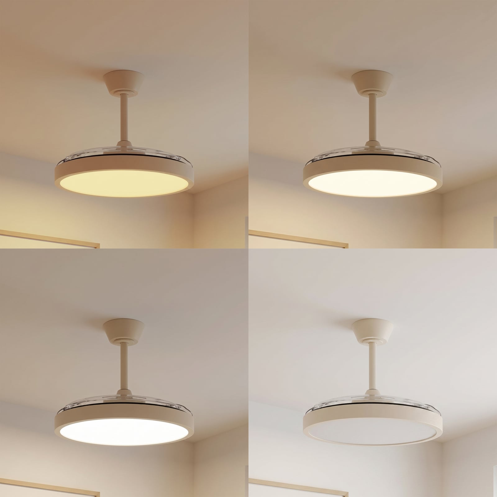 Orasu LED-loftventilator, Ø 107 cm, beige, CCT – Lindby