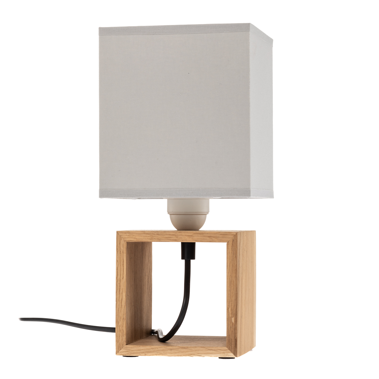 Monas table lamp, oiled oak, grey