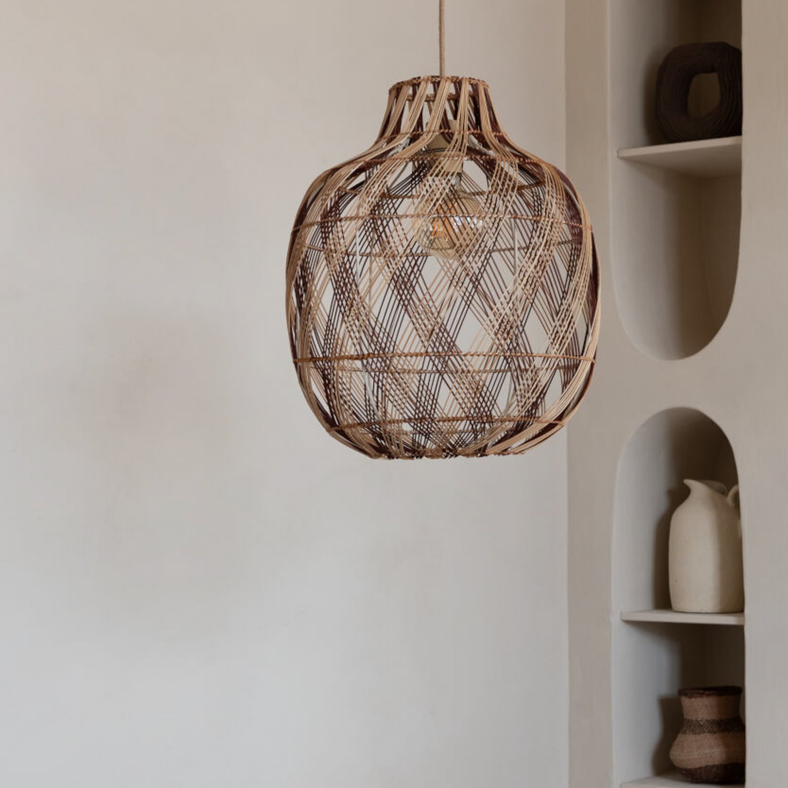 GOOD & MOJO Suspension Mendoza, naturel/rouge, Ø 40 cm, bambou