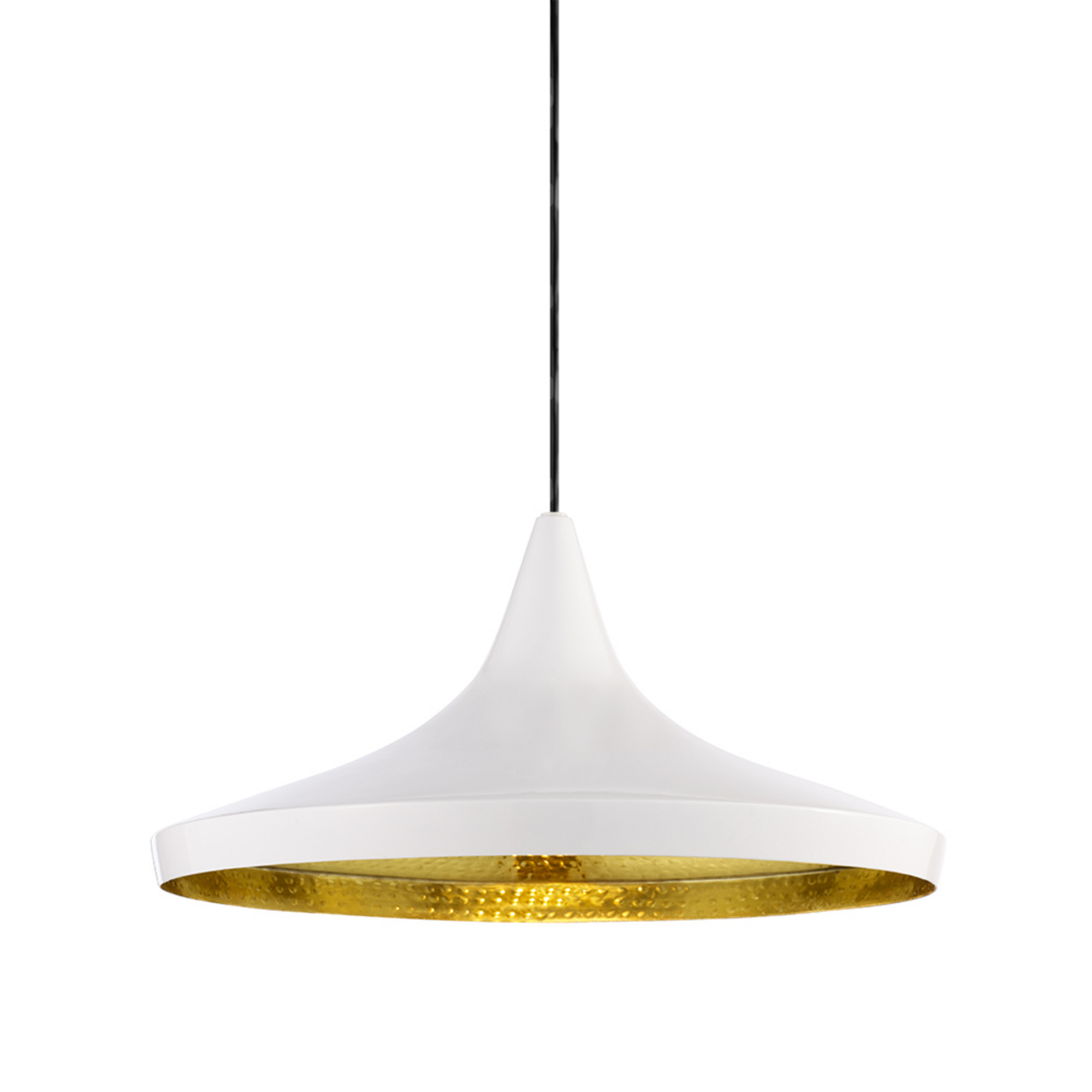 Beat Wide LED Suspension Glossy White/Brass- Tom Dixon
