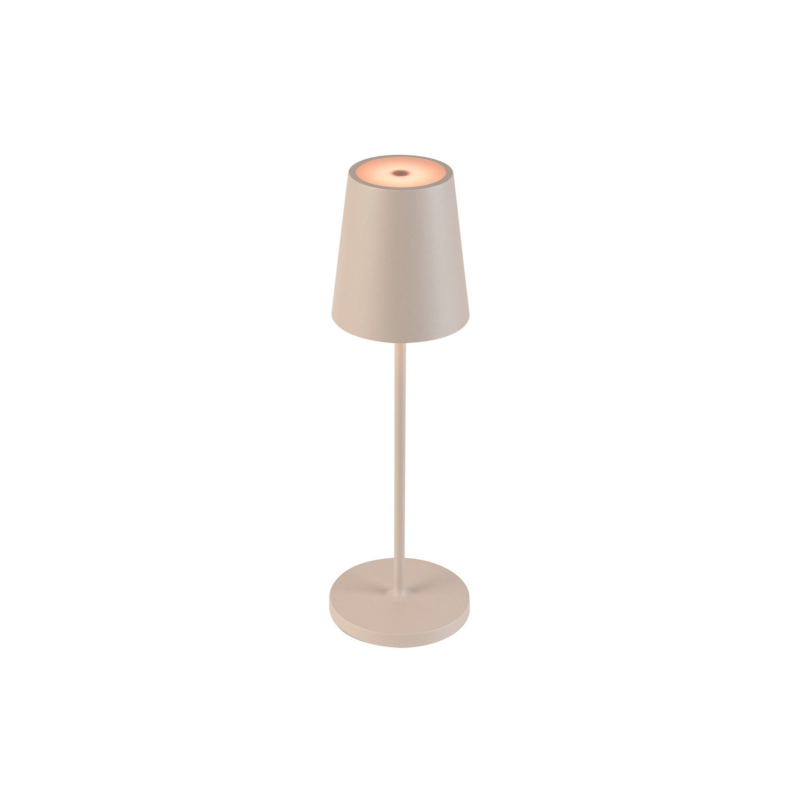 SLV LED oplaadbare lamp Vinolina Two, beige, aluminium, Ø 11 cm, IP65