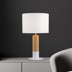 Carroll table lamp, light wood/white, height 43 cm, fabric