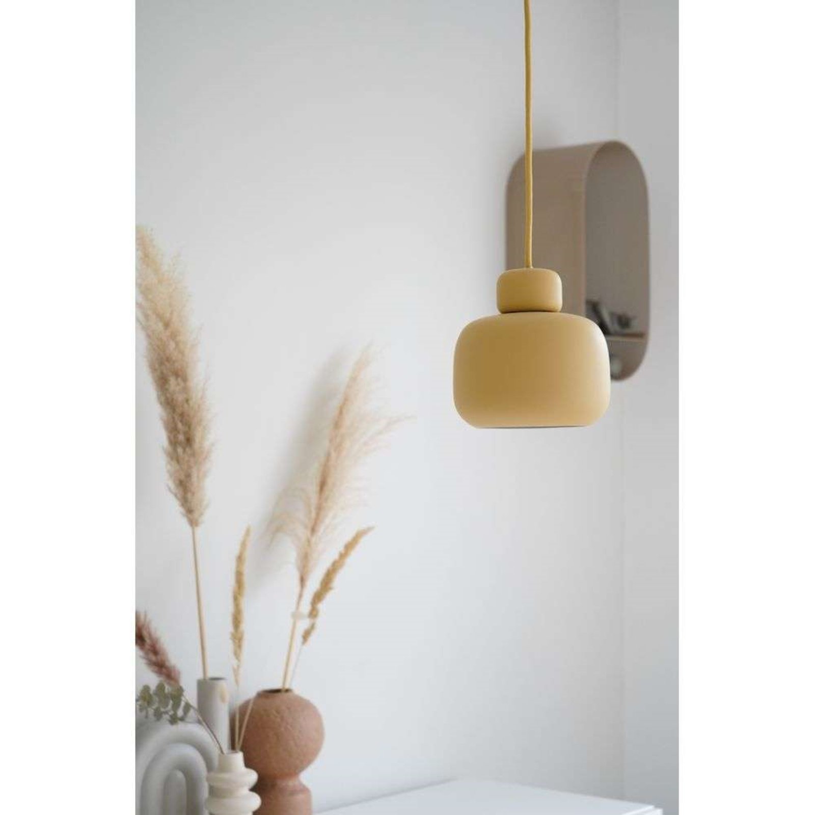 Grigio Pietra Lampada a Sospensione Piccolo Mustard Yellow - Woud