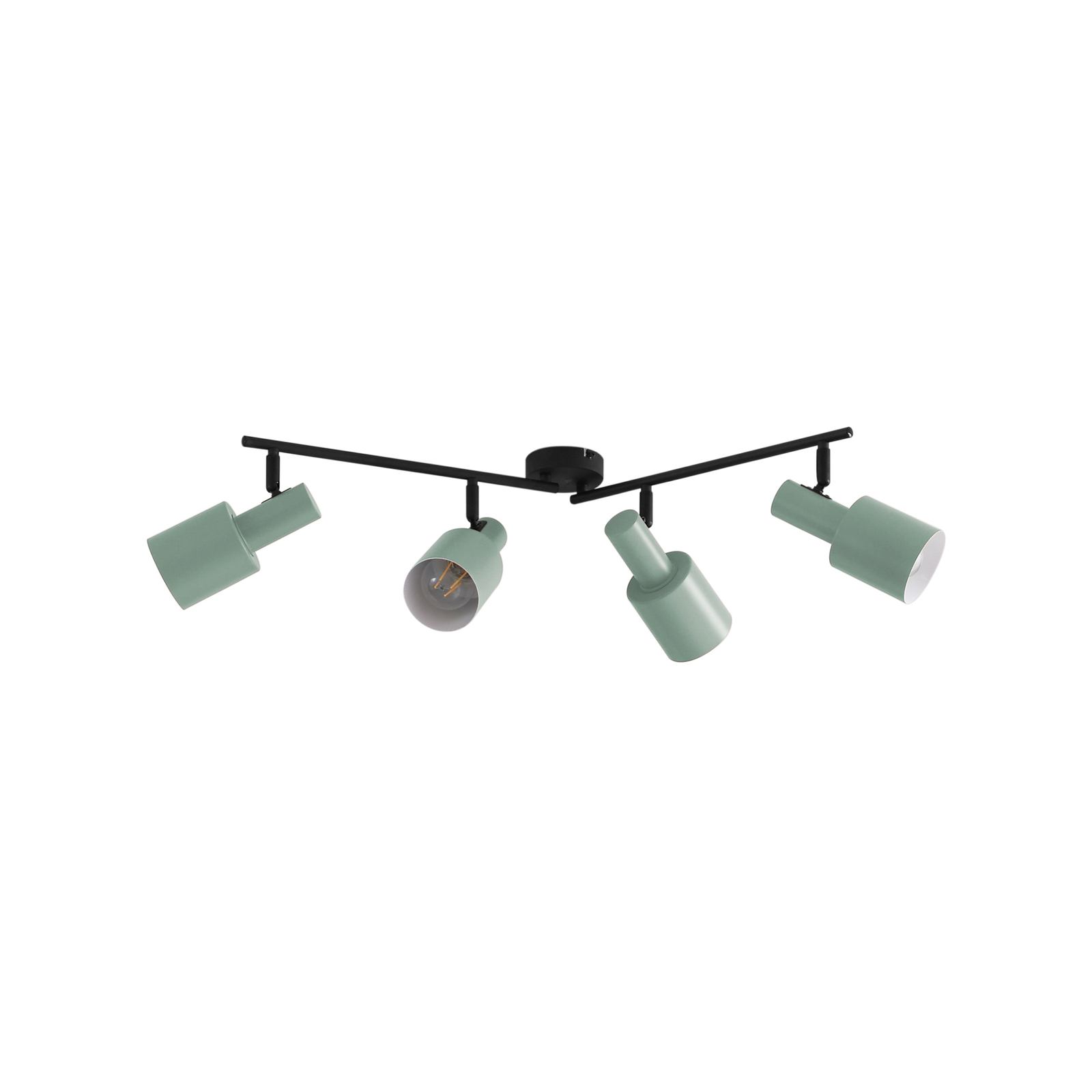 Lindby plafondspot Ovelia, groen/zwart, 4-lamps, ijzer