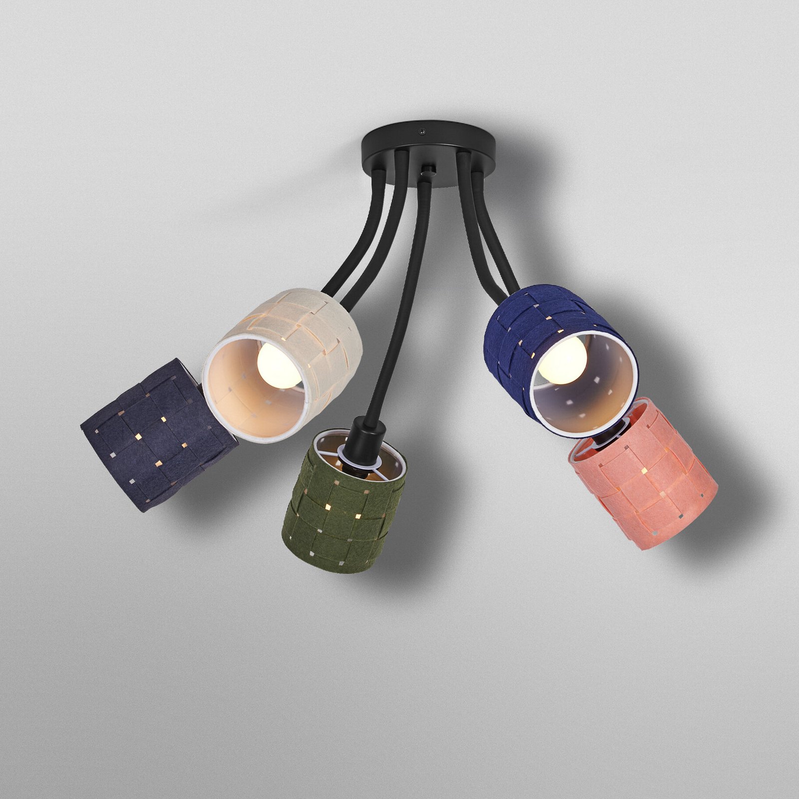 OSRAM Decor Felt Weaving Cans ceiling lamp, colourful, 5-bulb, E14