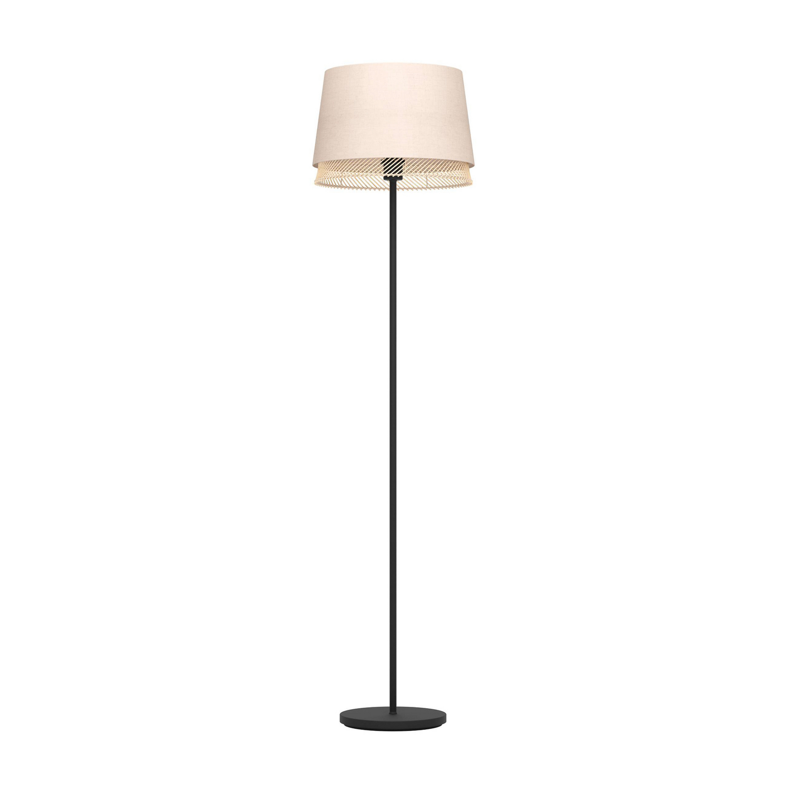 Stolna podna lampa, crna/natur, visina 153 cm, tkanina