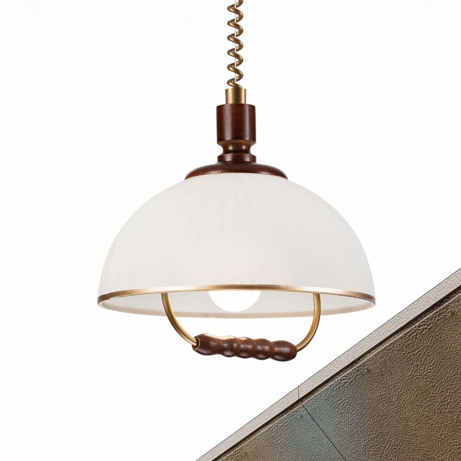 Hanglamp Ilsa, wit/goud, Ø 30 cm, in hoogte verstelbaar