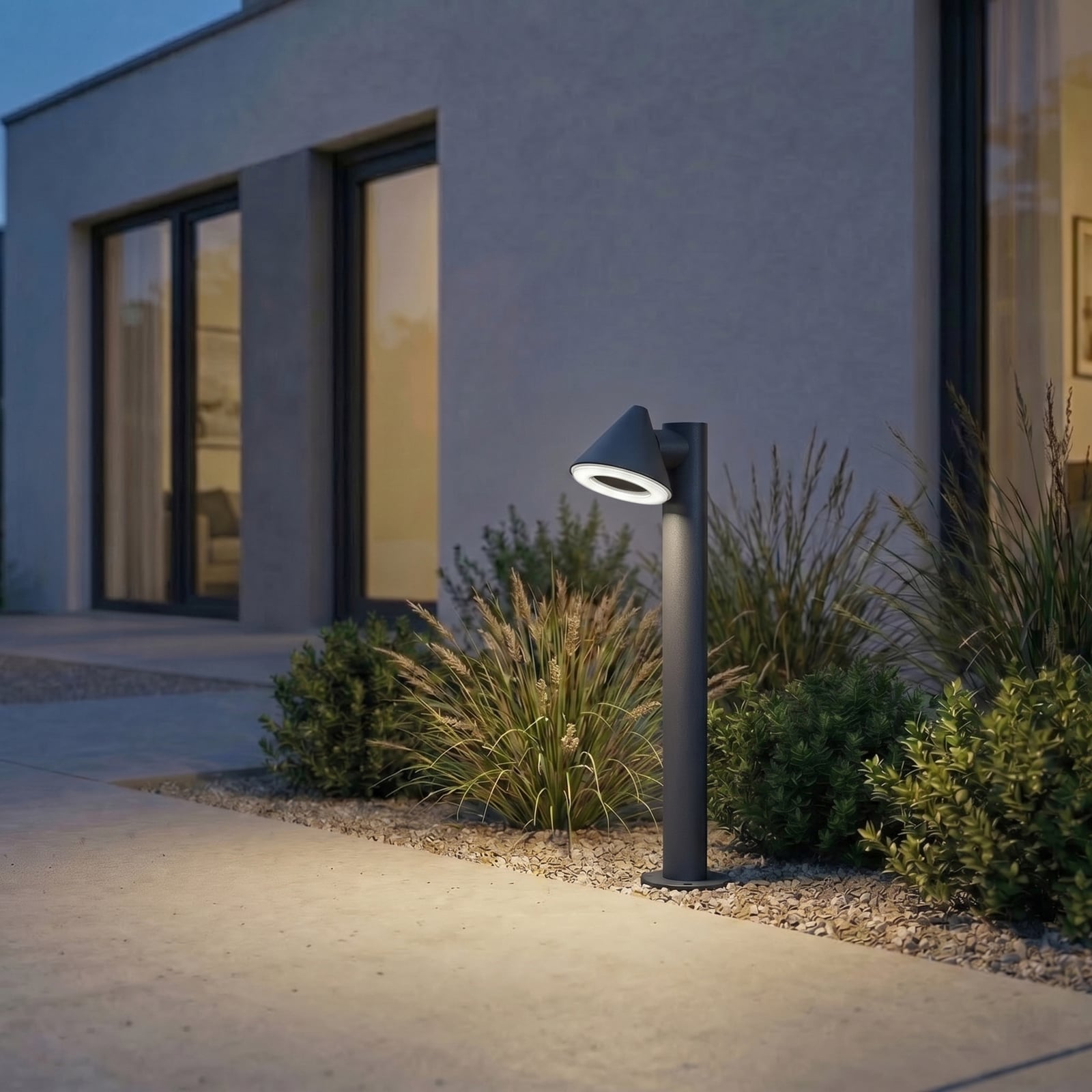 Soran LED ösvény világítás, fém, magasság 60 cm, fekete, IP44 – Lindby