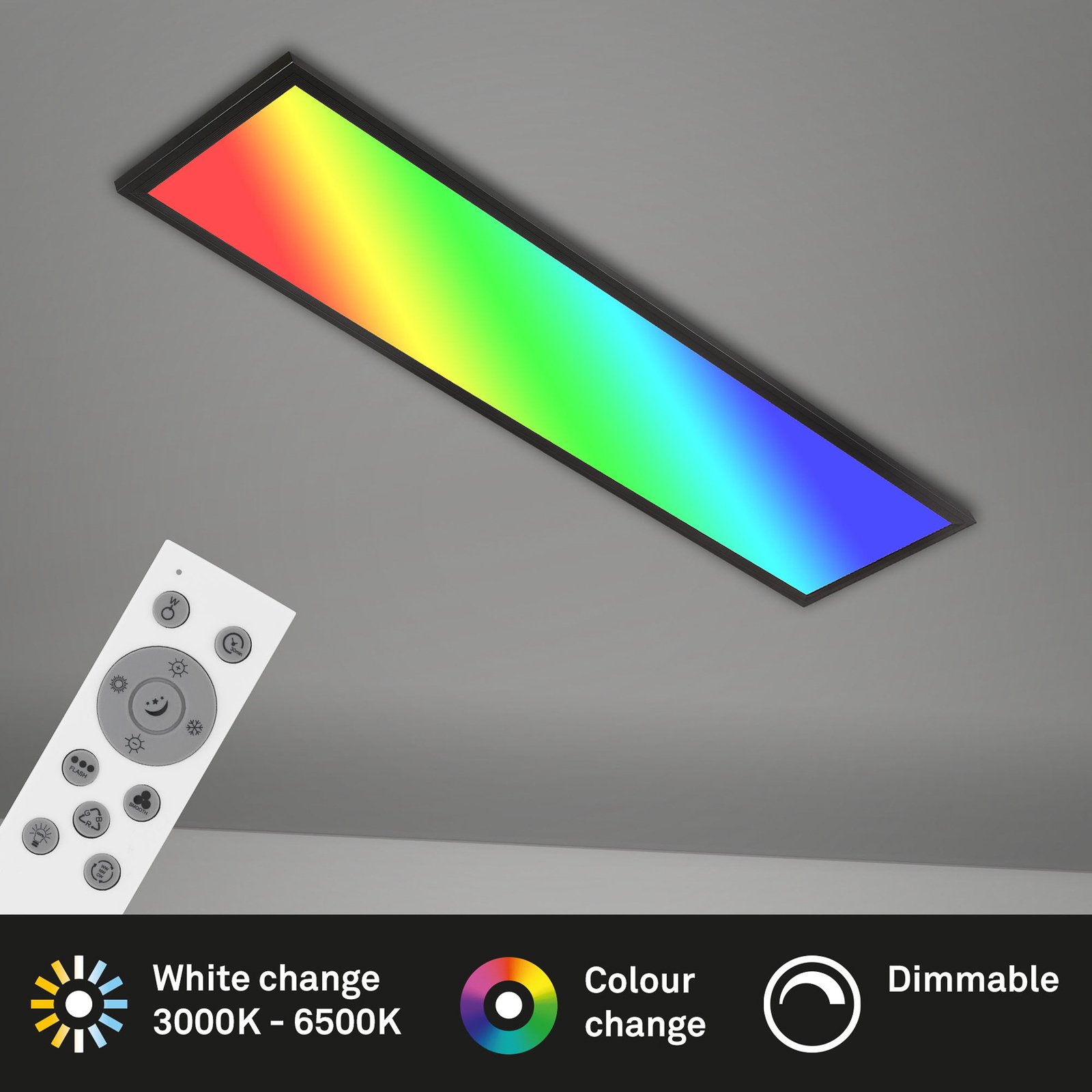 Färg-LED-panel, dimbar, RGB, CCT, 100x25cm