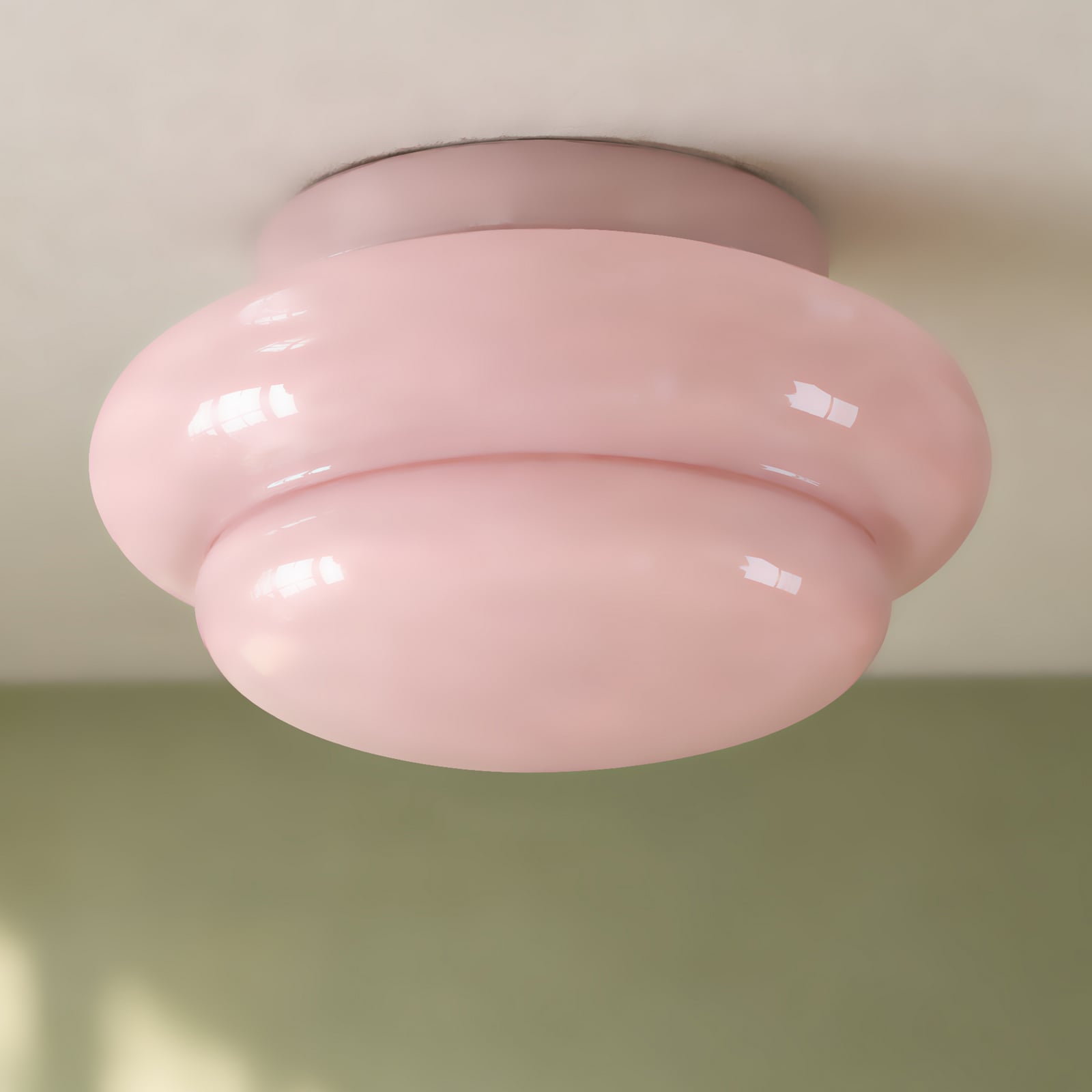Lampa sufitowa Lucande Leilani, Ø 35 cm, różowa, E27, szkło