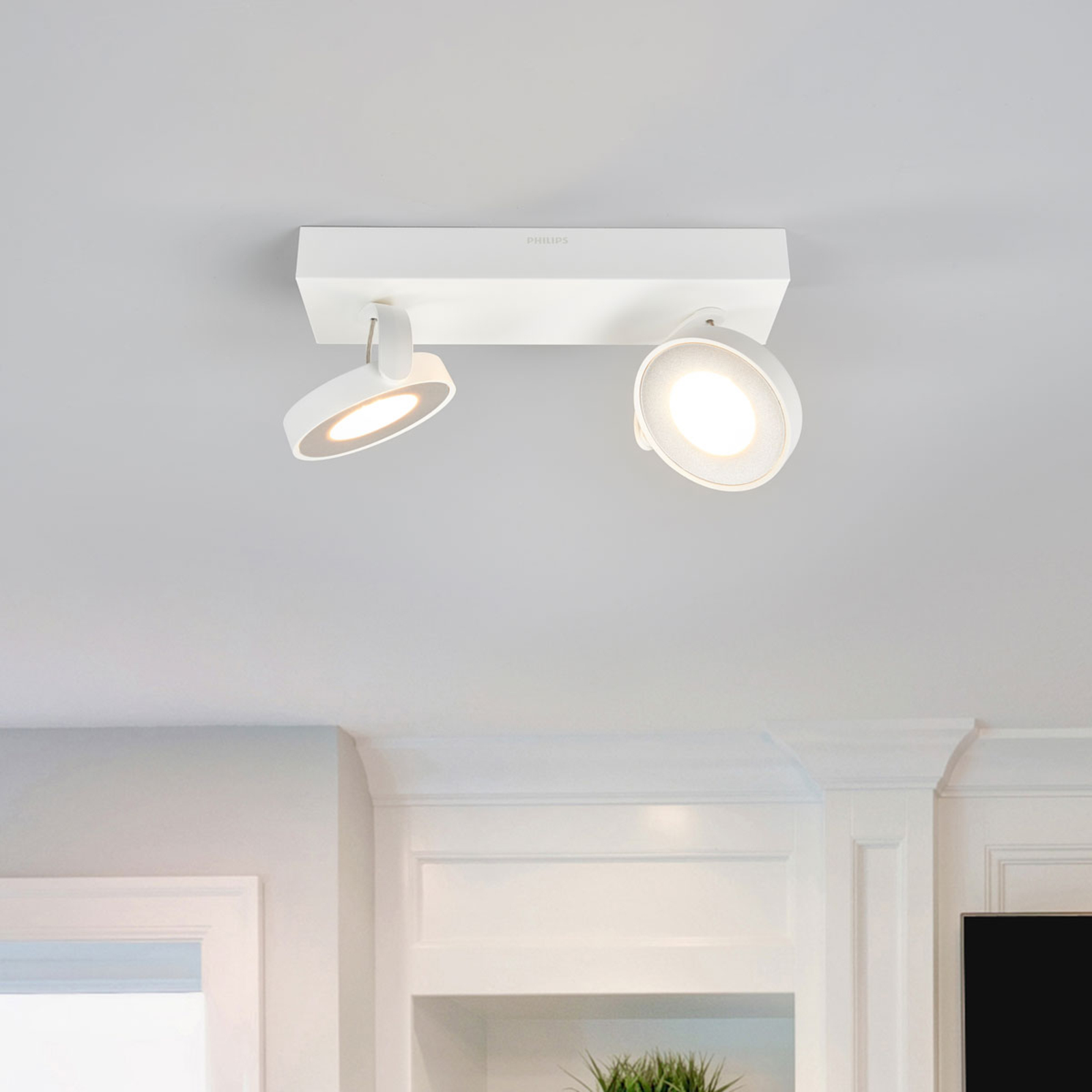 LED-spot Clockwork i hvid med to lyskilder
