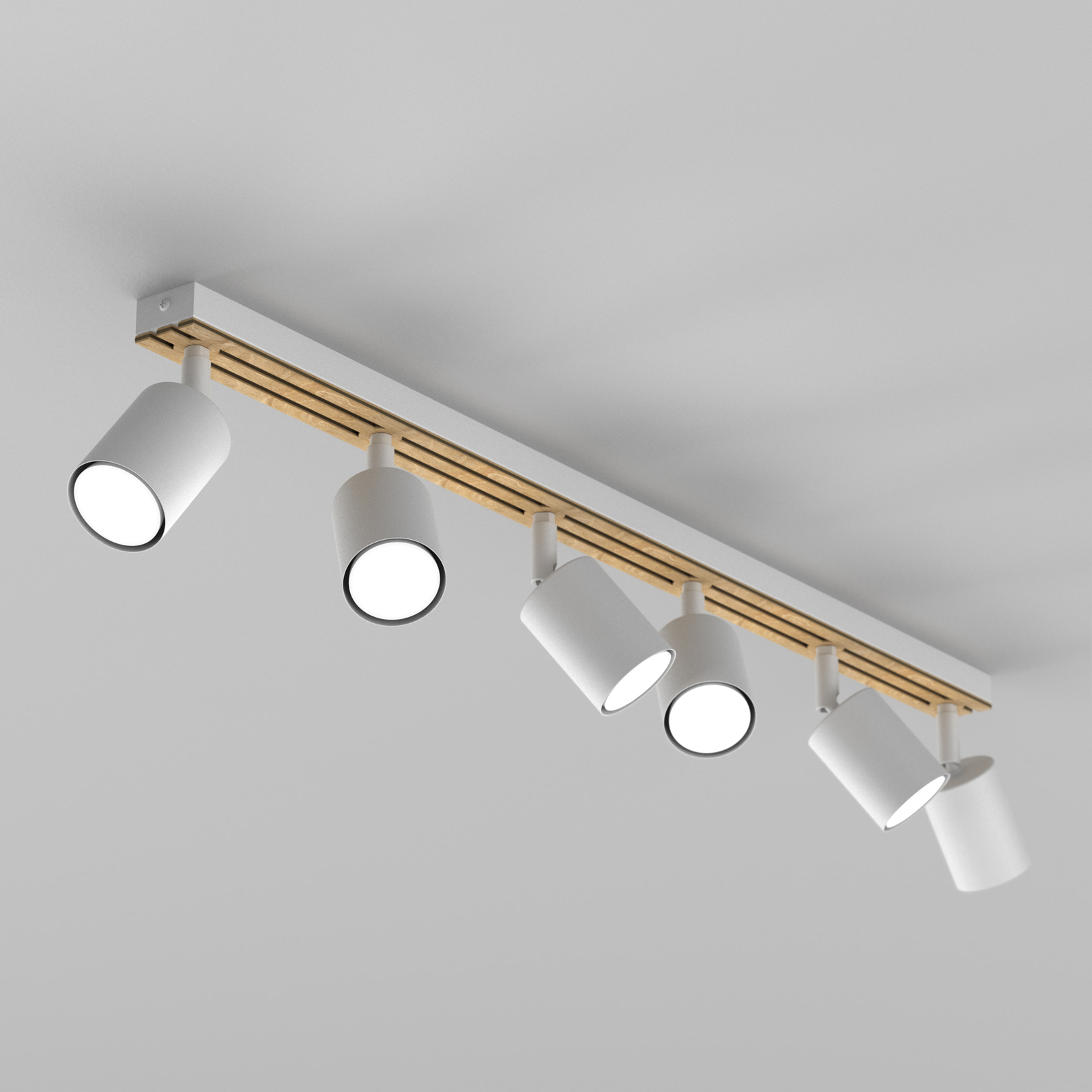 Envostar Tino spot plafond à 6 lampes blanc/bois