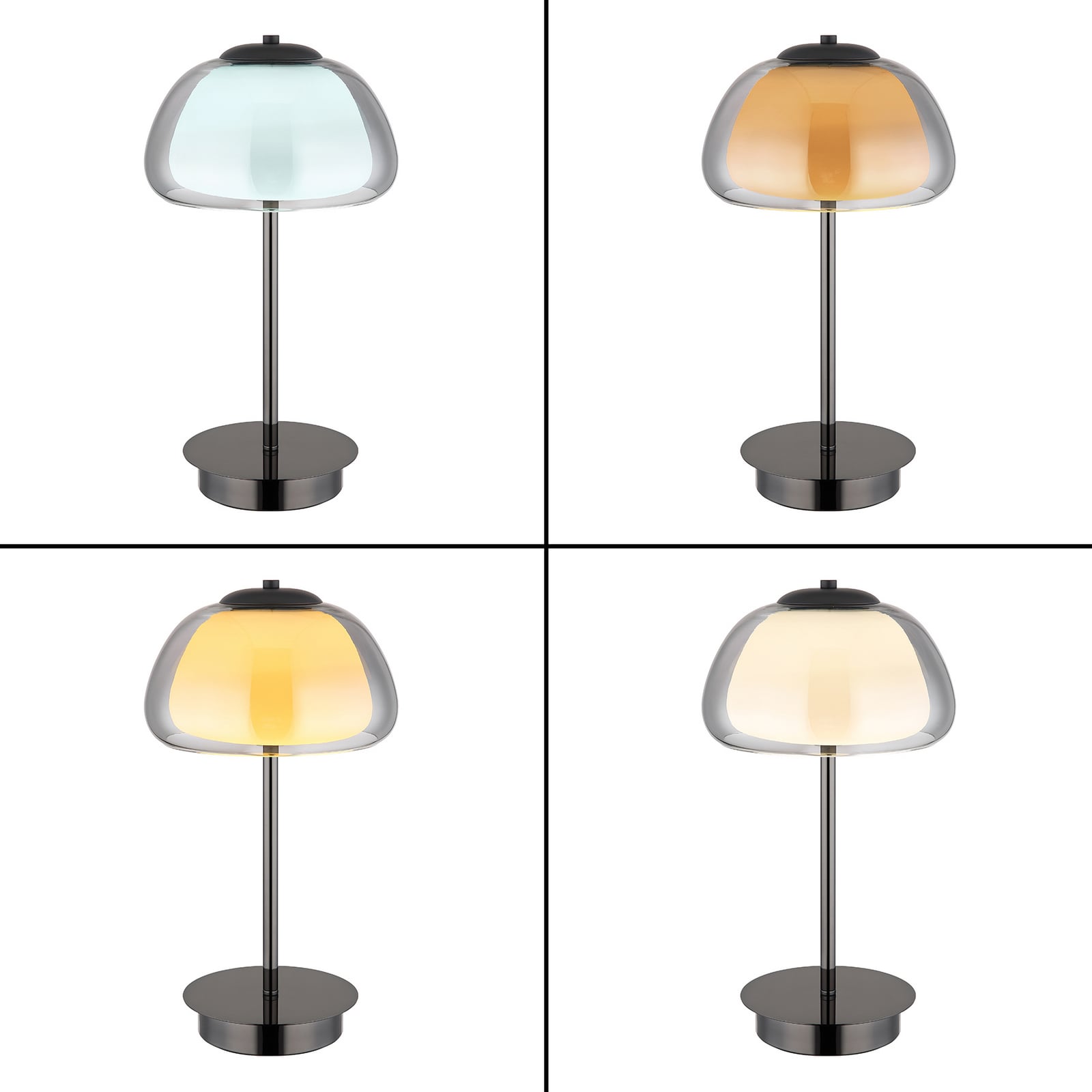 Stolová LED lampa Avila, dymovo šedá/čierna, sklo, CCT, stmievateľné Stolová LED lampa Avila, dymovo šedá/čierna, sklo, CCT, stmievateľné
