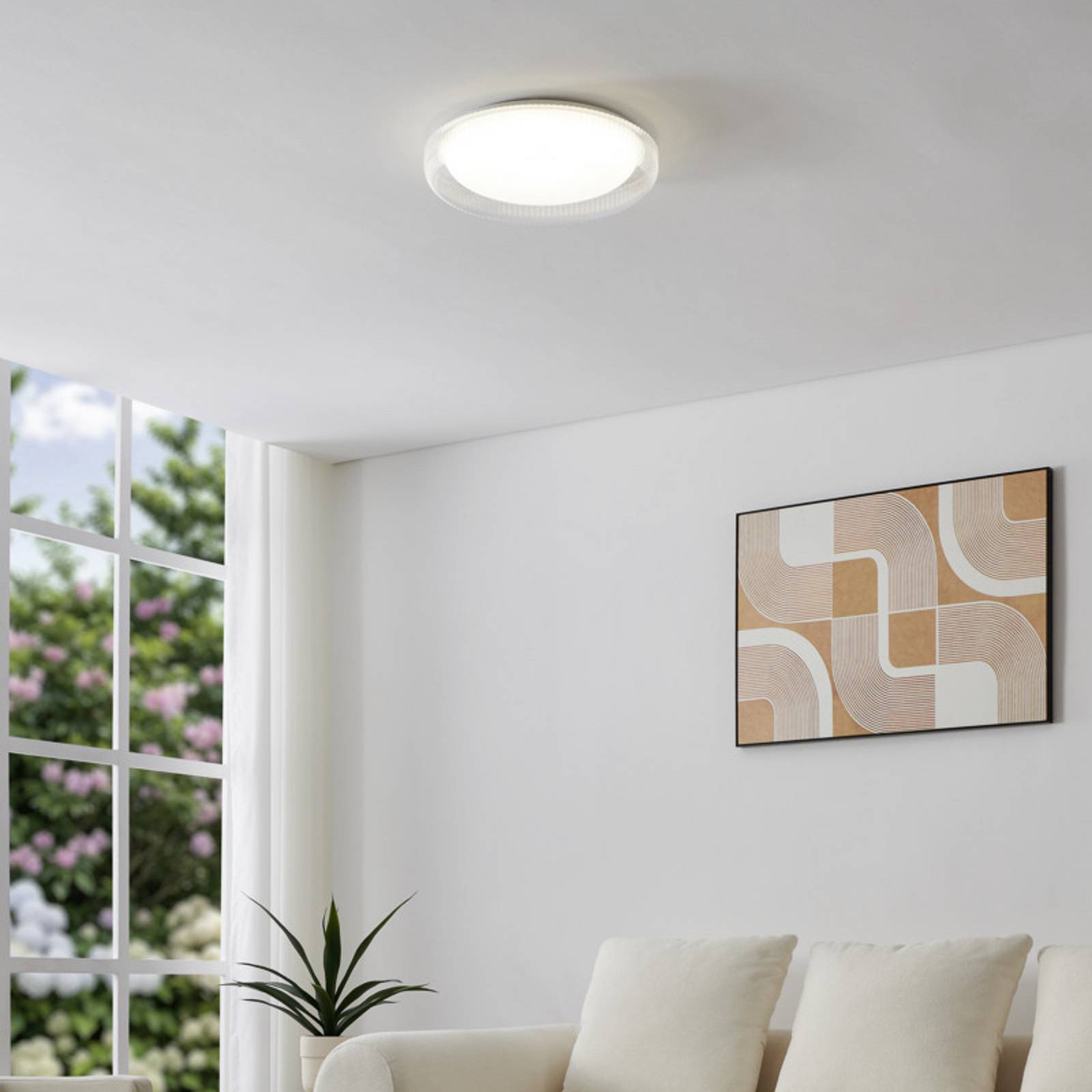 Lampa sufitowa LED EGLO MONTEDORO, przezroczysta/biała, Ø 40 cm, CCT