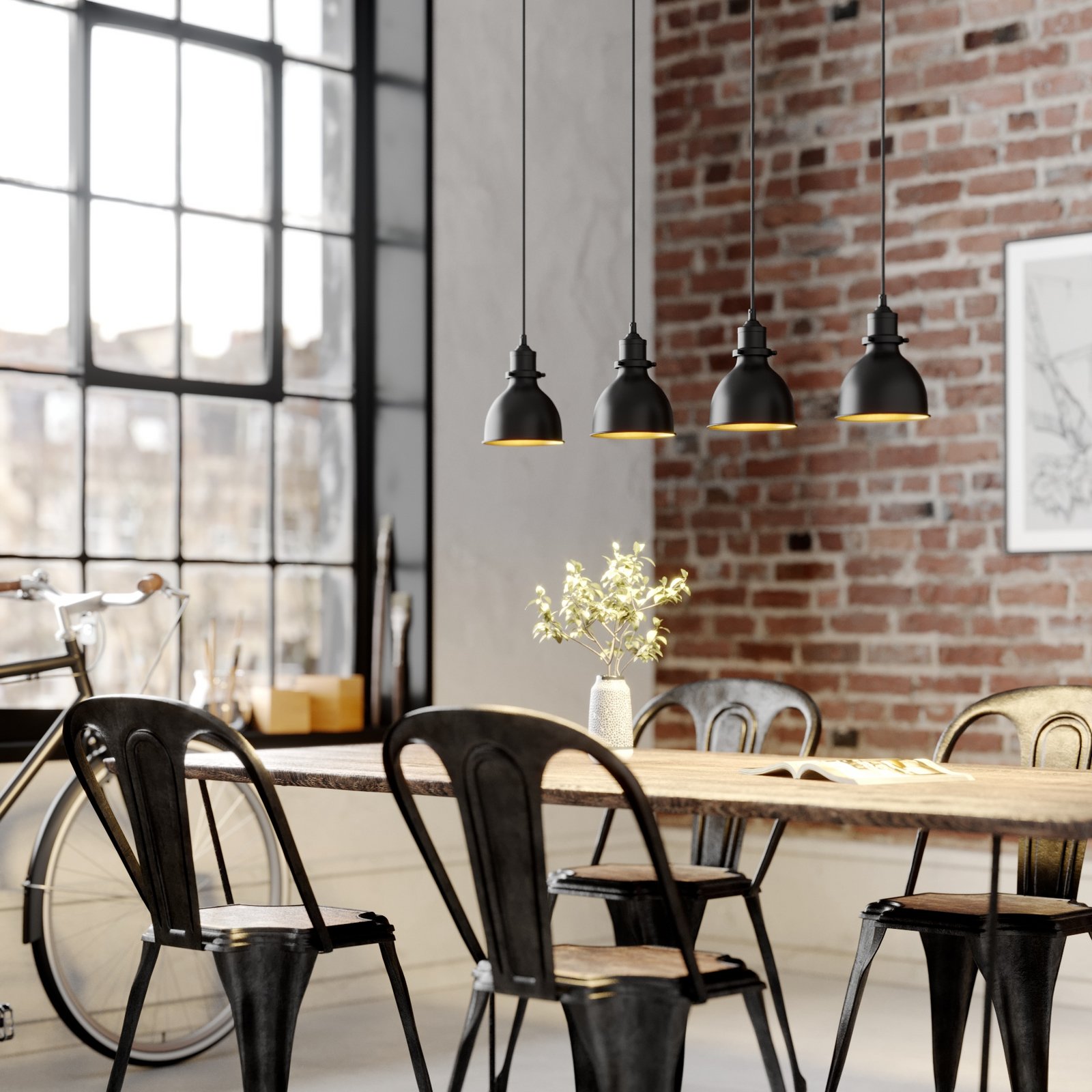 Jasminka 4 Lámpara Colgante Black/Gold - Lindby
