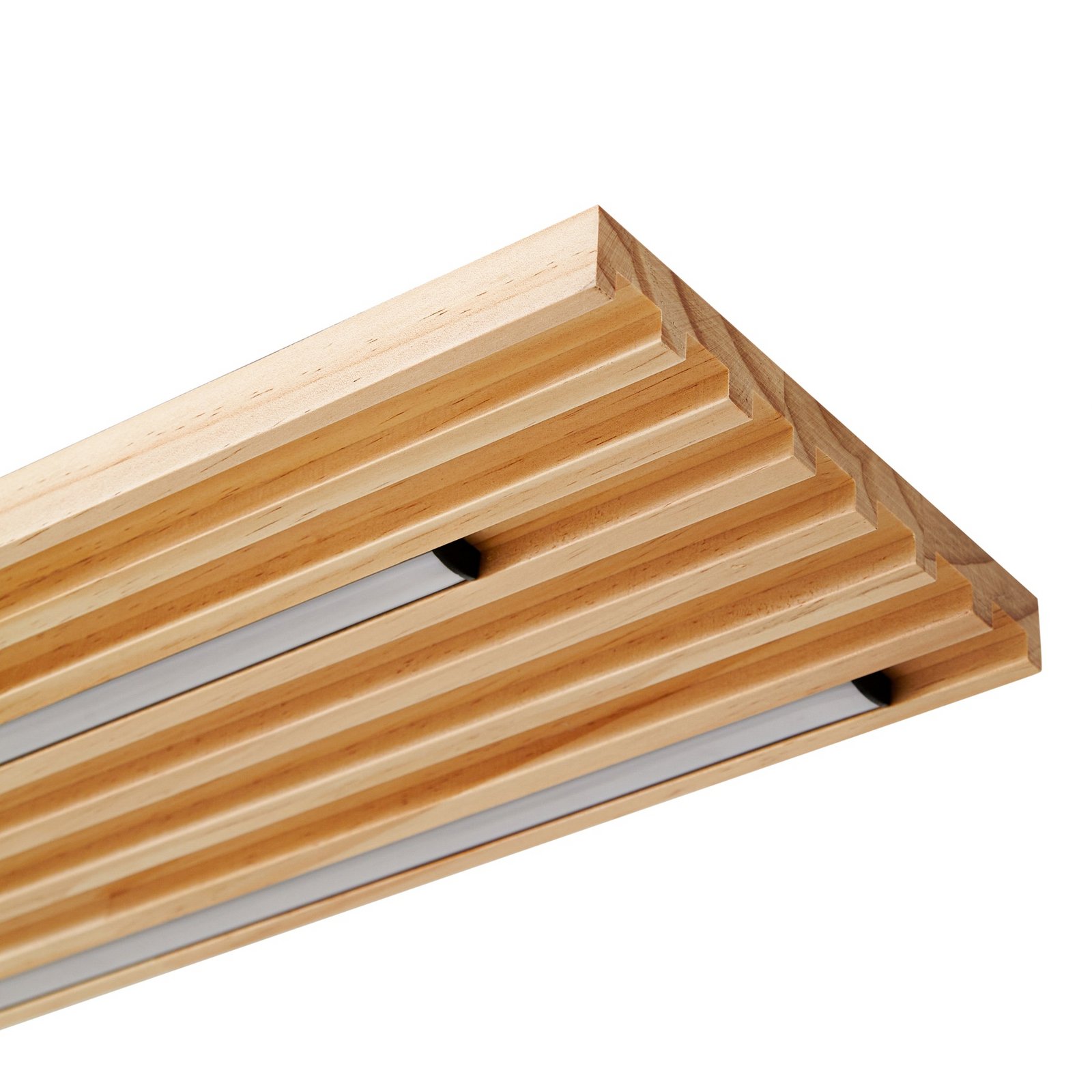 Lindby LED-Deckenleuchte Madero, Kiefernholz, 90 cm x 20 cm