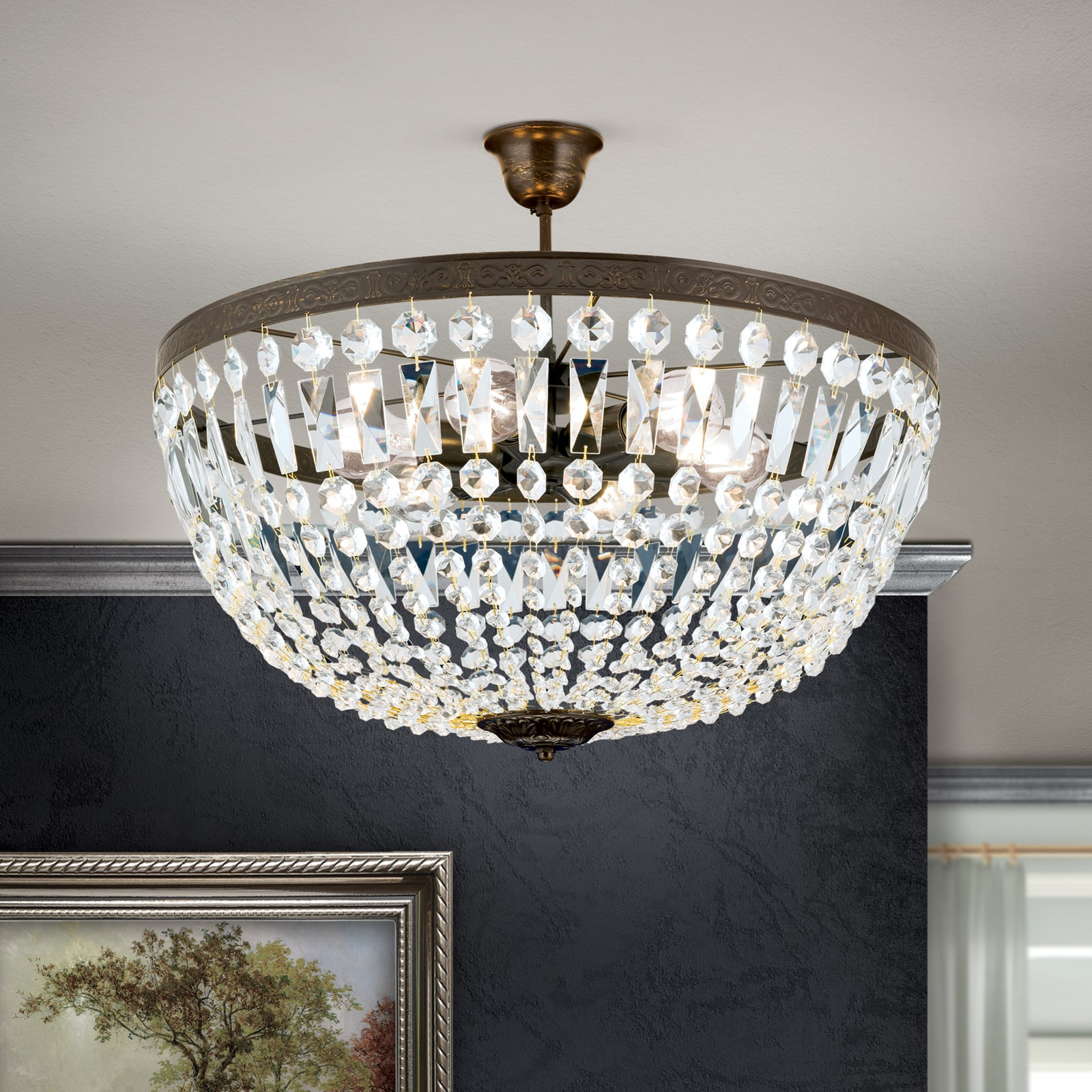 ORION Plafonieră Arila Ø 60 cm - Camera de zi / sufragerie - modern - transparent culoare ruginie antică - Metal