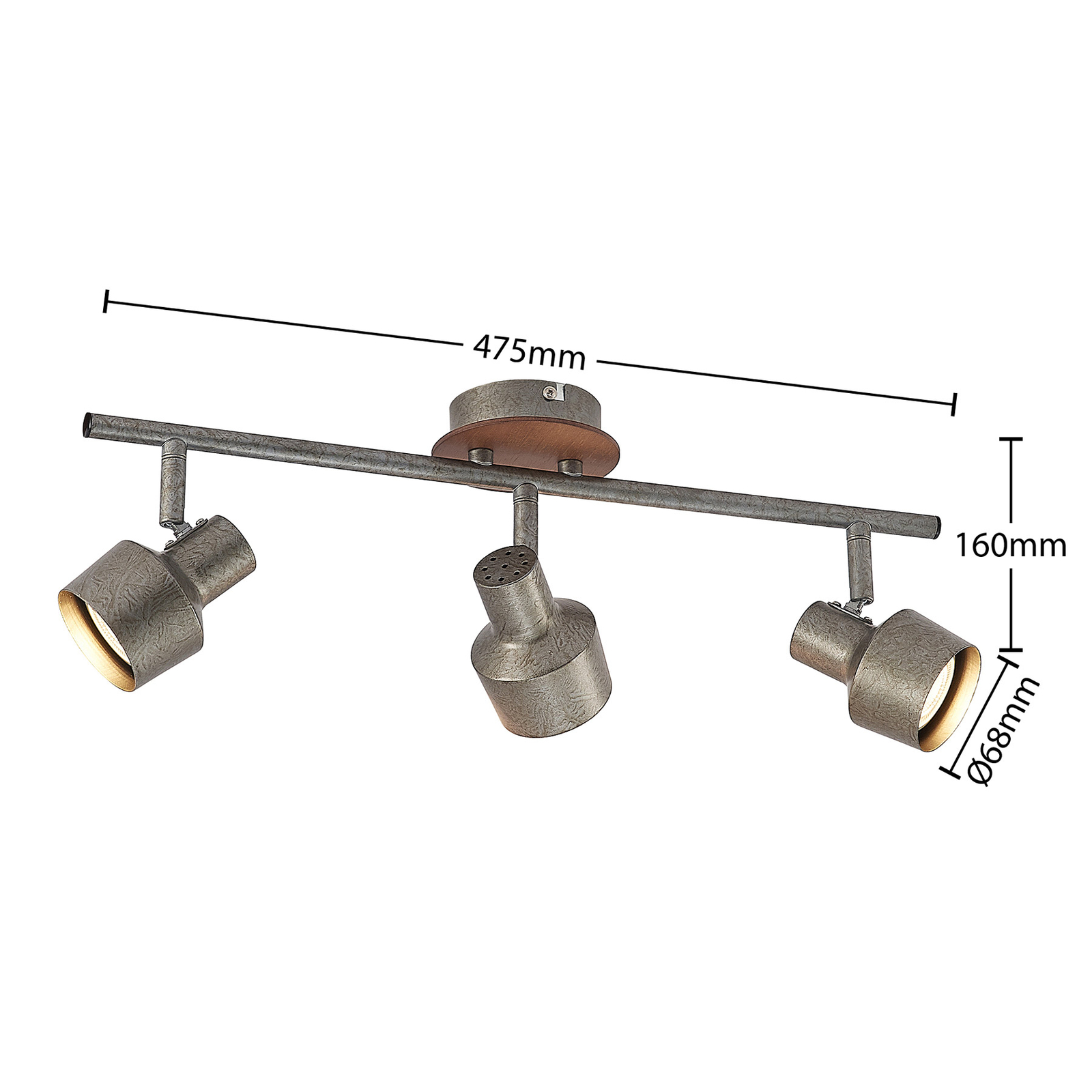 Sanem 3 Deckenleuchte Grey - Lindby