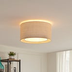 Lampa sufitowa Lindby Soula, Ø 40 cm, beżowa, tworzywo sztuczne, E27