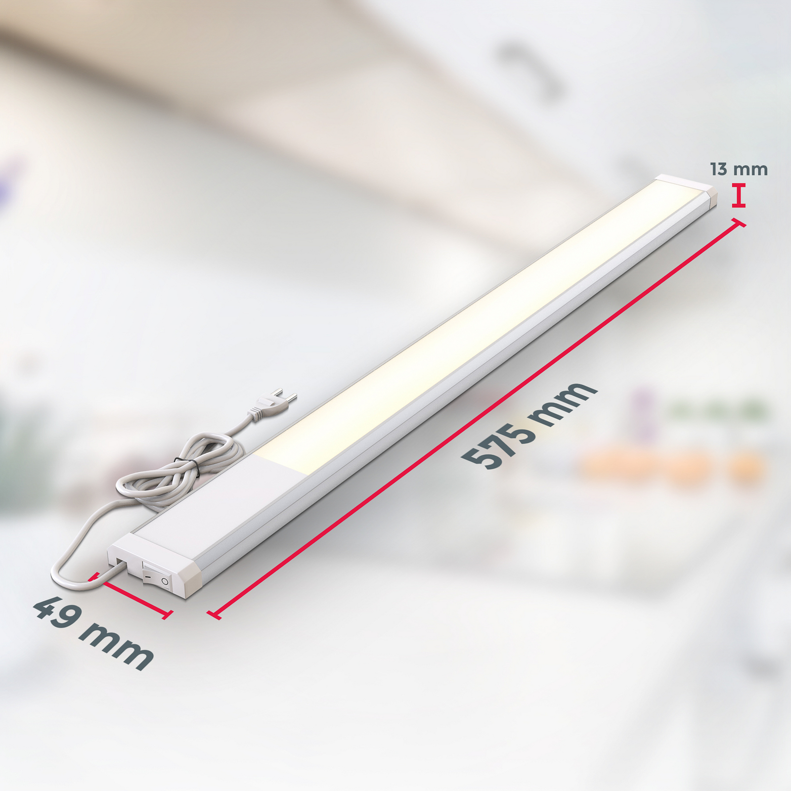 LED meubelverlichting Lord, lengte 57,5 cm, zilver, 3.000 K