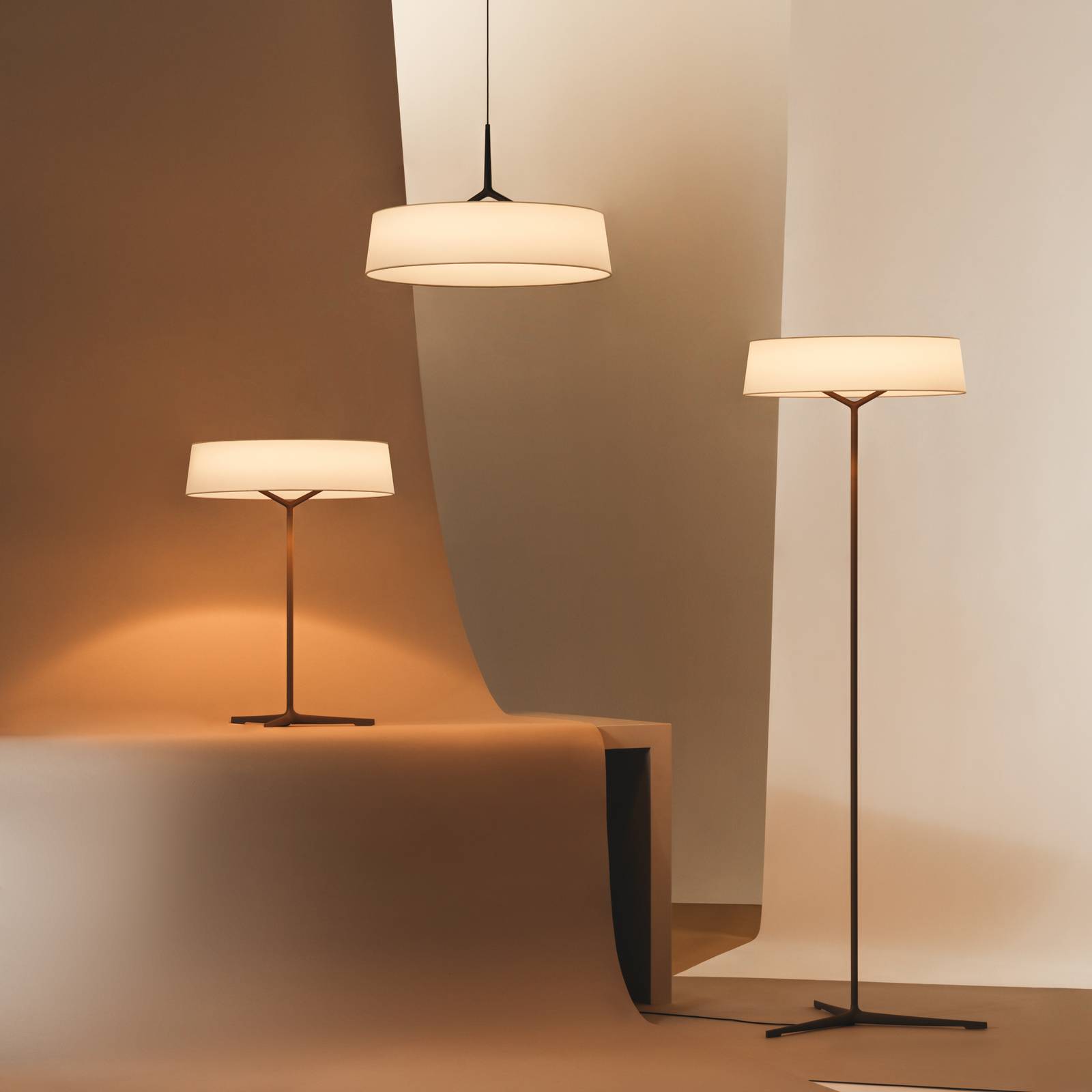 Vibia Vibia Led Table Lamp Dama, Beige, Height 61 Cm Paper/metal 