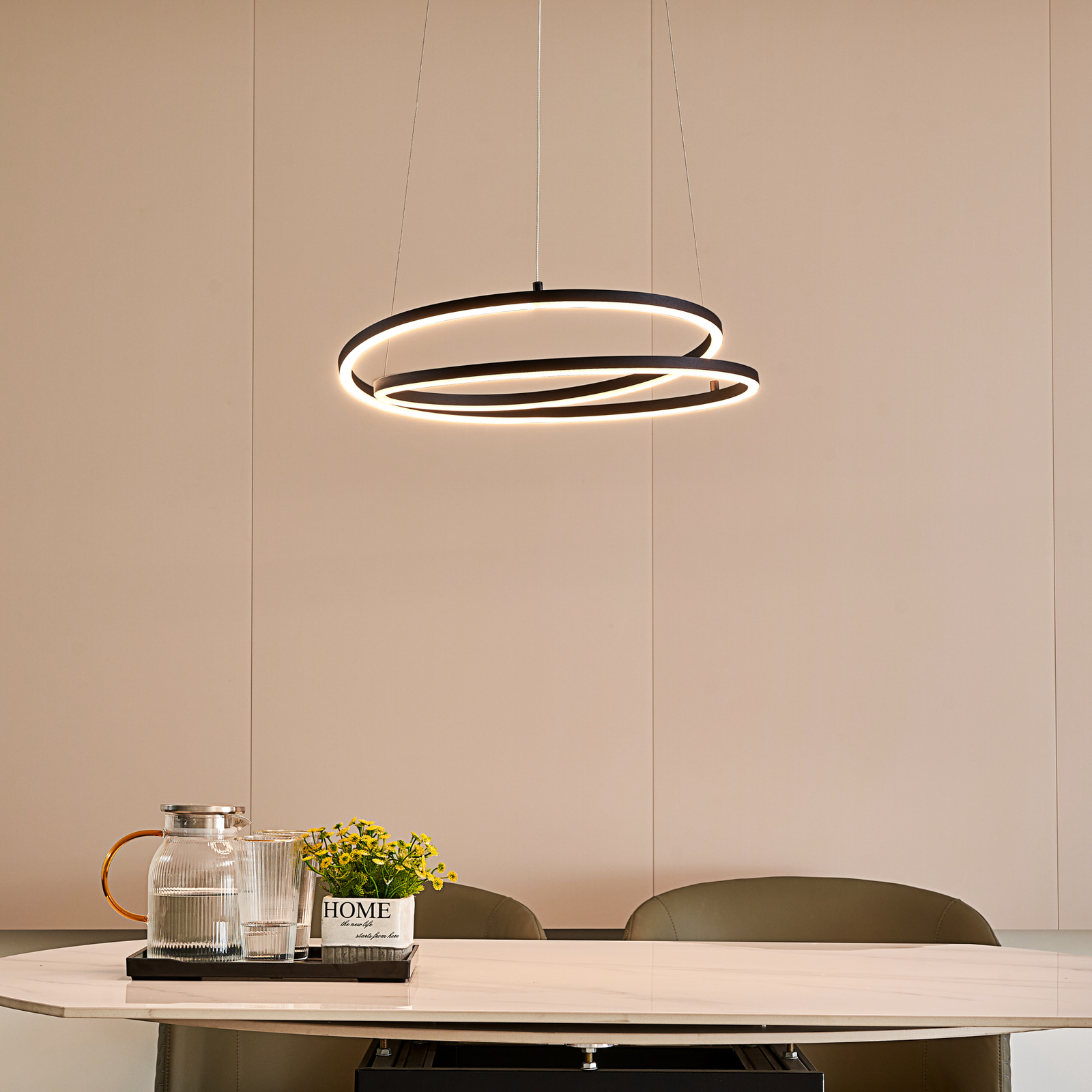 Lindby Raycho LED-hængelampe, dæmpbar, sort