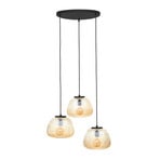 Candeeiro suspenso Kaizen, Ø 40 cm, âmbar, 3 luzes, vidro