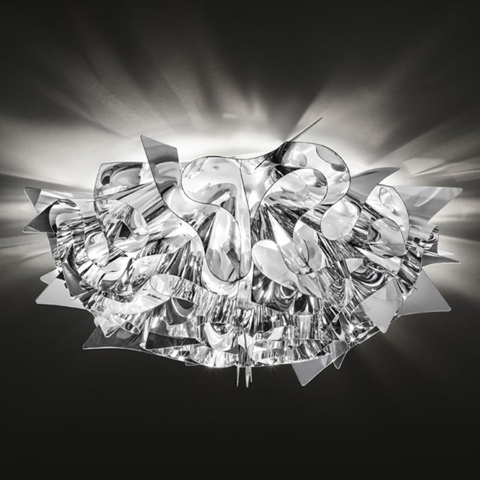 Slamp Veli Mini ceiling light Ø 32cm silver, for Living / Dining Room, Steelflex®, E14, 6 W, energy efficiency: A++, H: 15 cm