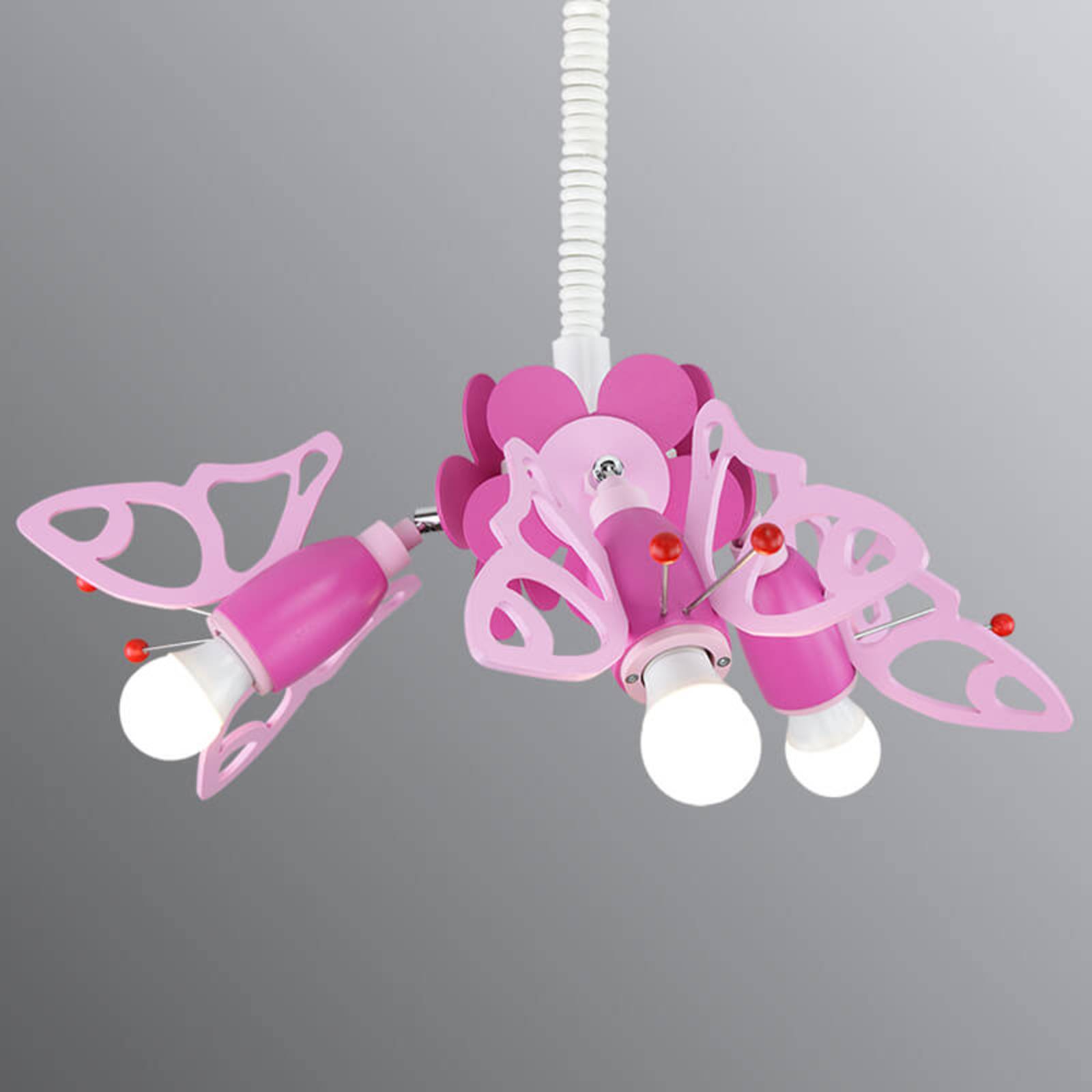 Hanglamp Vlinder voor kinderkamer, 3-lamps