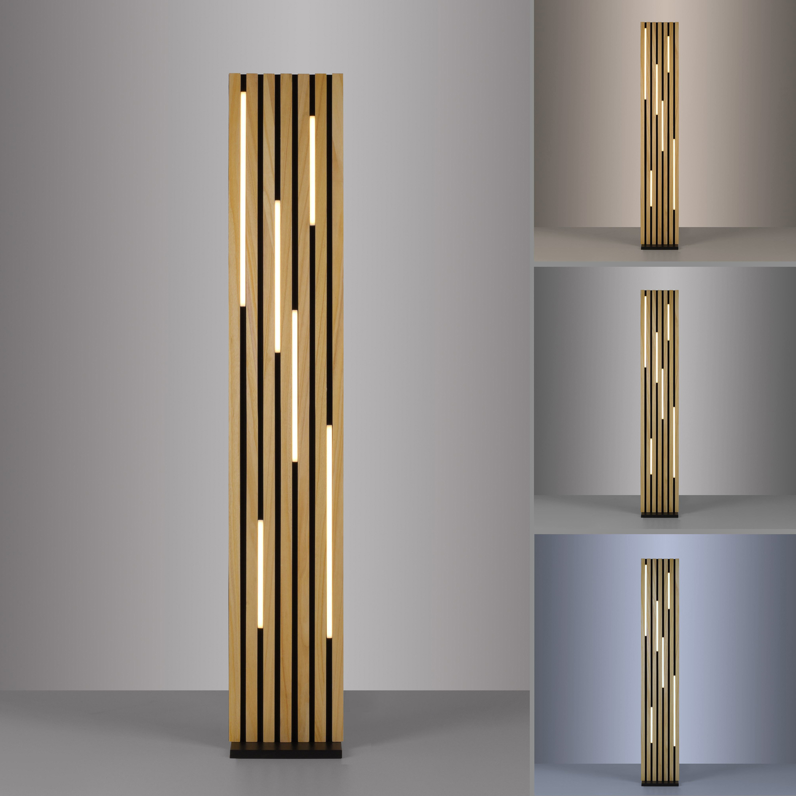 Paul Neuhaus Smart LED grindų šviestuvas Q-Acoustic wood aukštis 162 cm