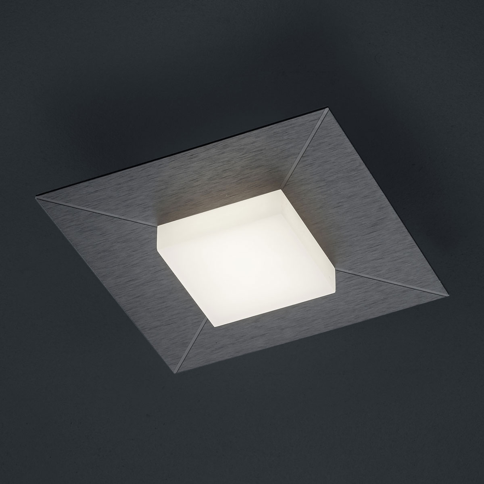 BANKAMP Diamond ceiling light 17x17cm, anthracite, for Living / Dining Room, metal, acrylic, 8 W, energy efficiency: A+, L: 17 cm, W: 17 cm, H: 5.5 cm