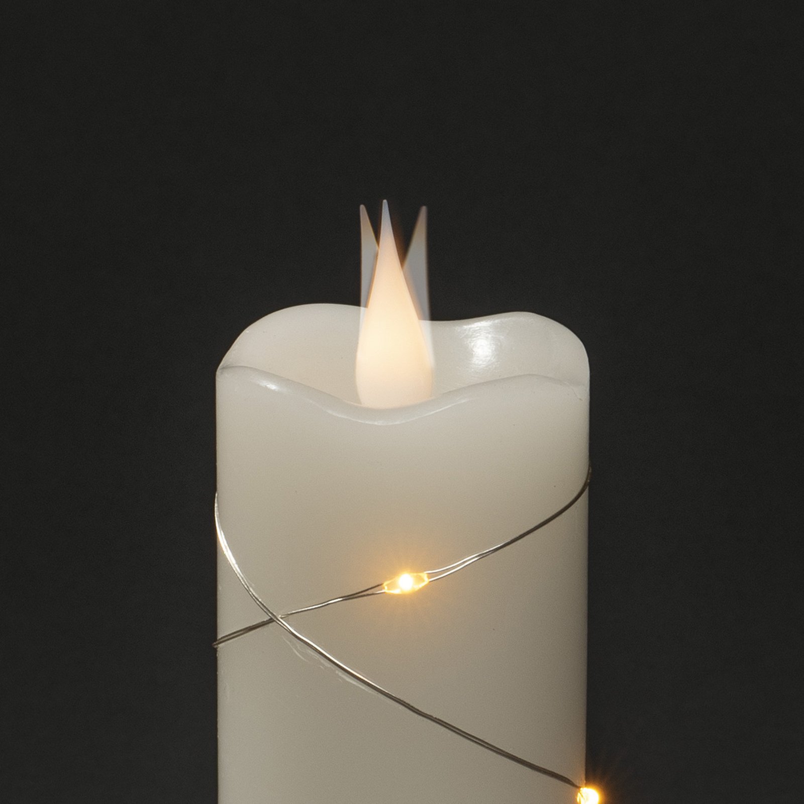 LED wax candle cream light colour amber 12.7 cm